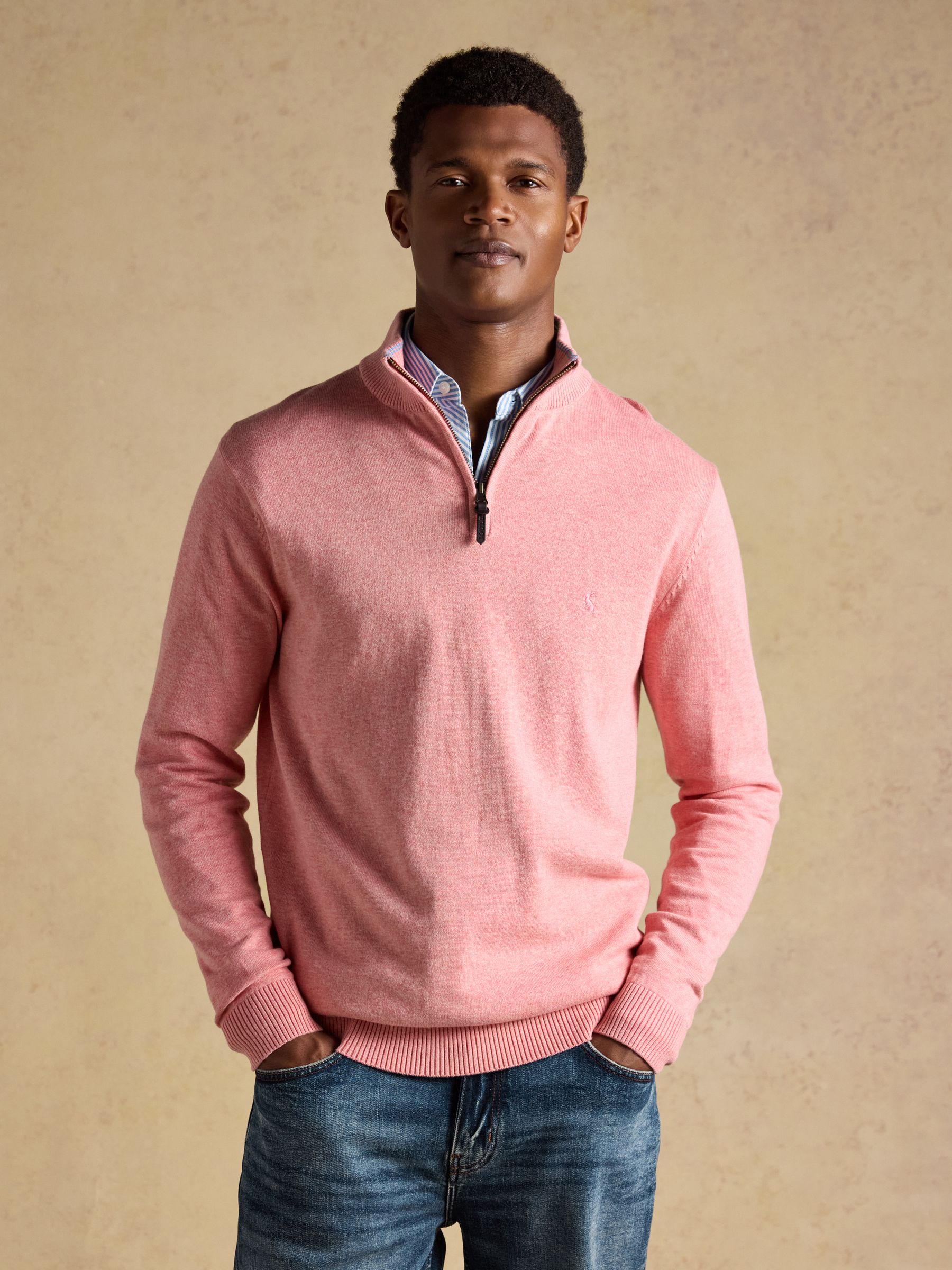 Hillside Pink Quarter Zip Knitted Jumper - Image 1 of 8