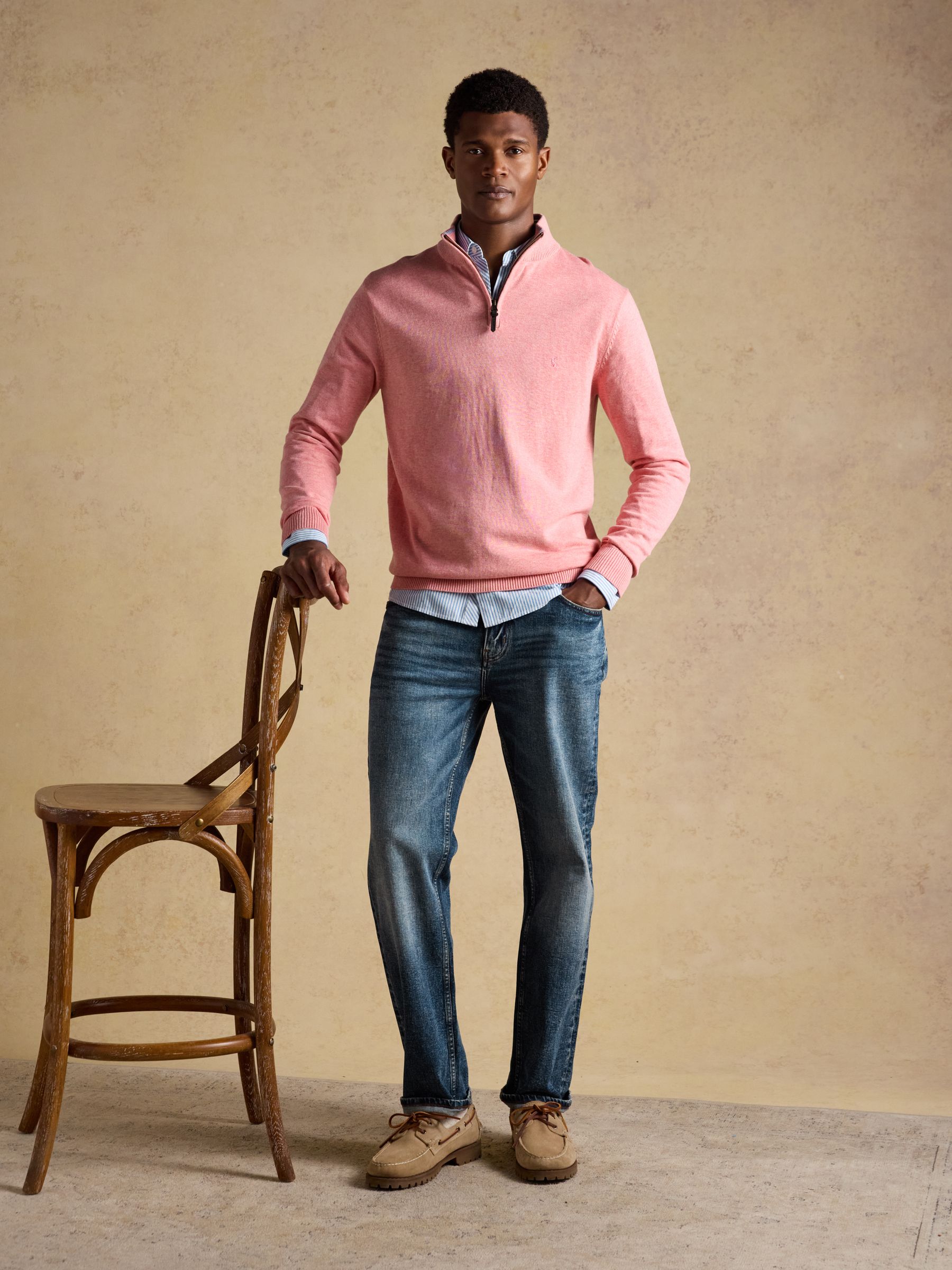 Hillside Pink Quarter Zip Knitted Jumper - Image 5 of 8