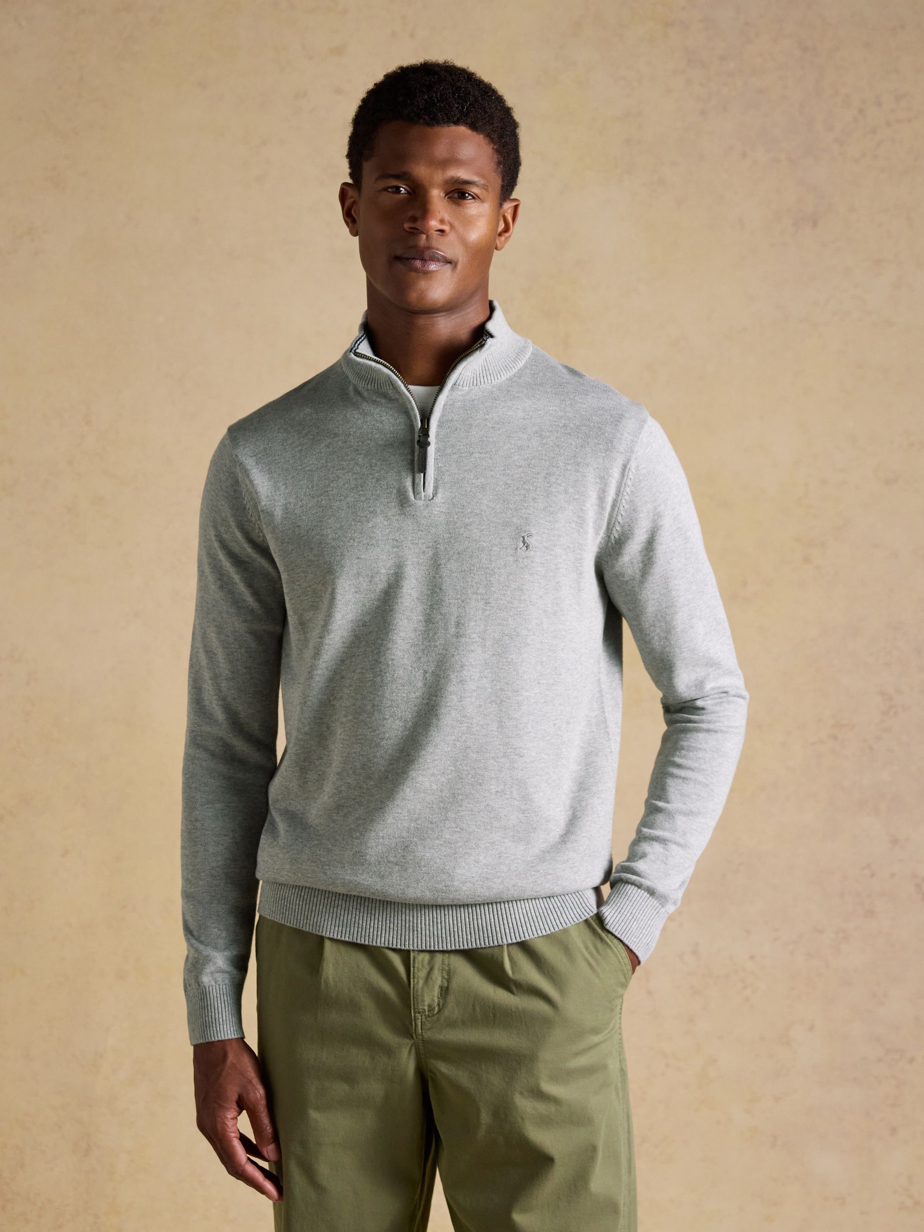 Hillside Grey Quarter Zip Knitted Jumper - Image 1 of 8