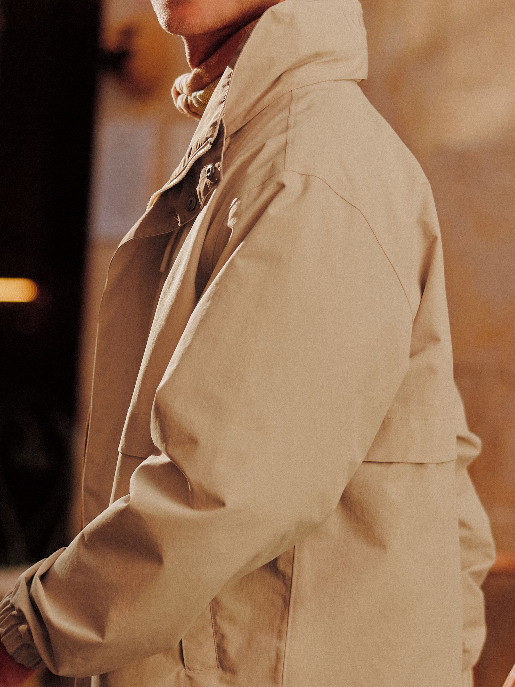 Quayside Stone Lightweight Waterproof Coat with Packable Hood - Image 2 of 16