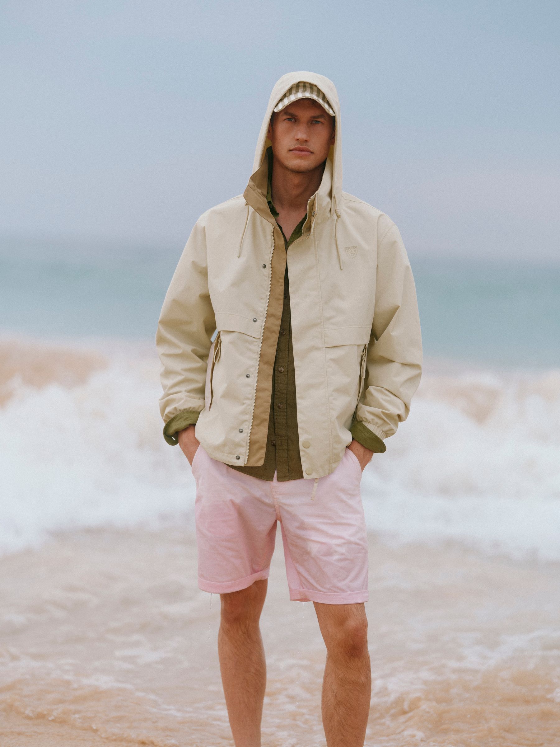 Quayside Stone Lightweight Waterproof Coat with Packable Hood | Joules