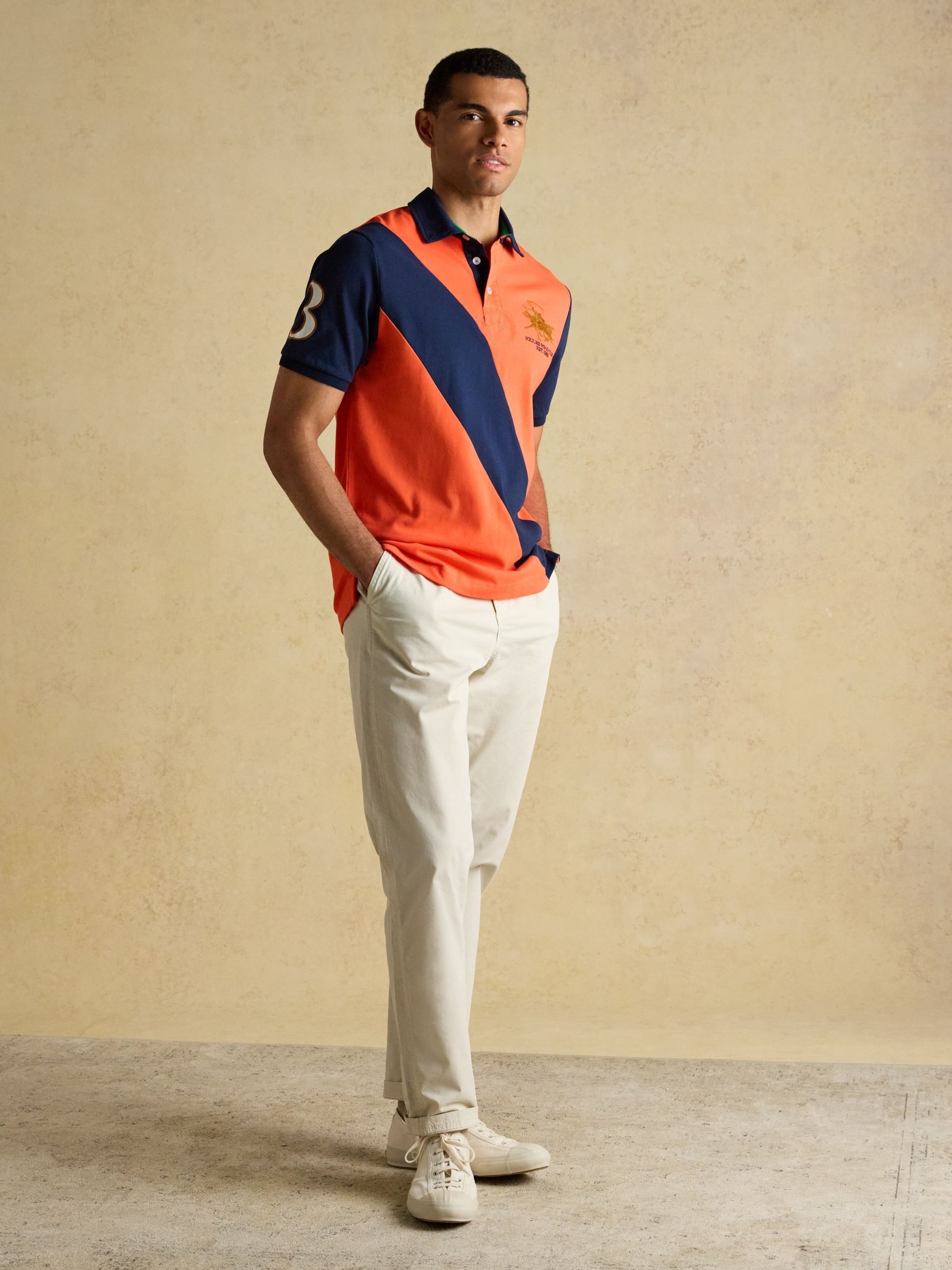 Orange Embellished Cotton Pique Polo Shirt - Image 3 of 9