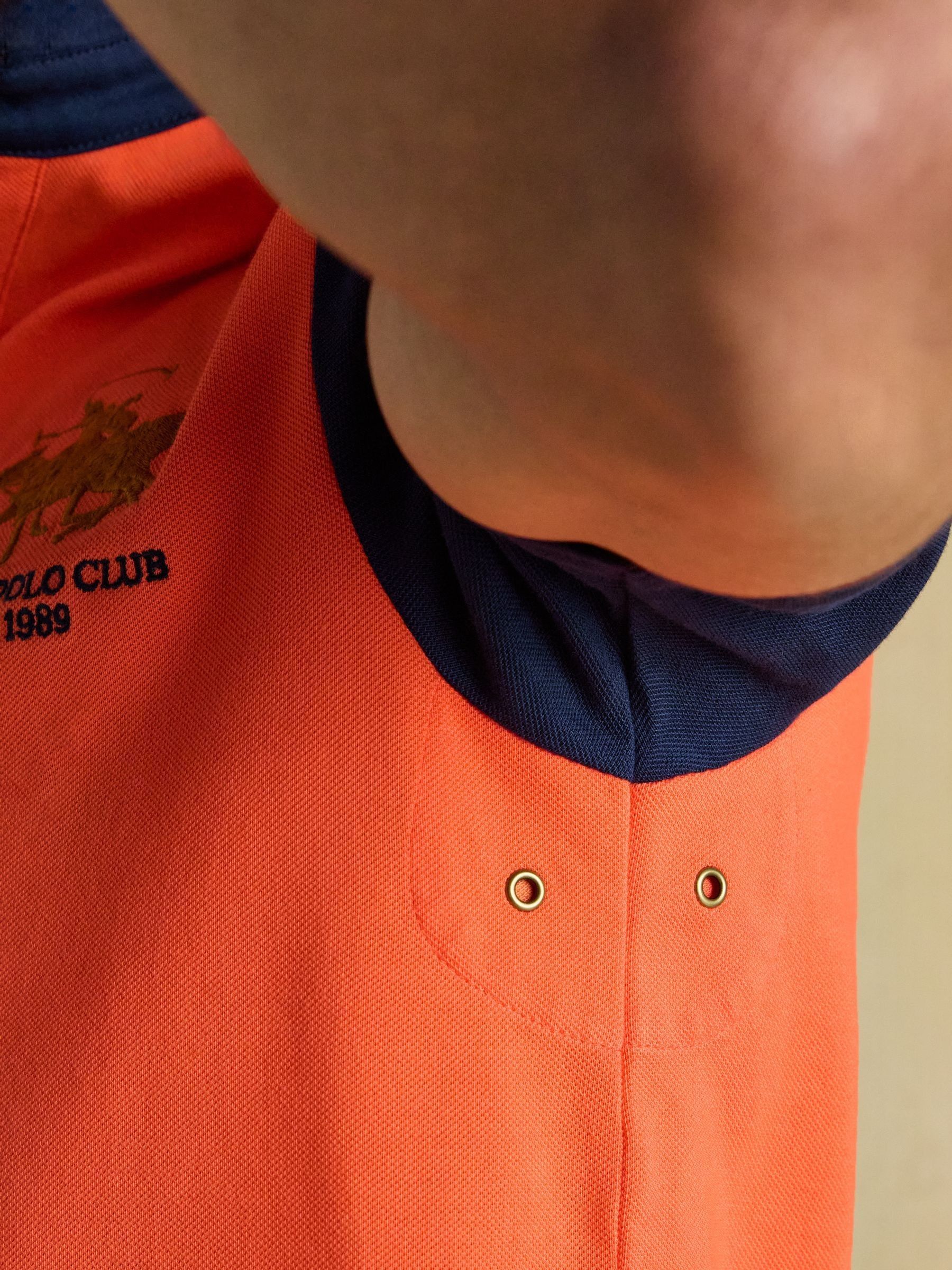 Orange Embellished Cotton Pique Polo Shirt - Image 5 of 9