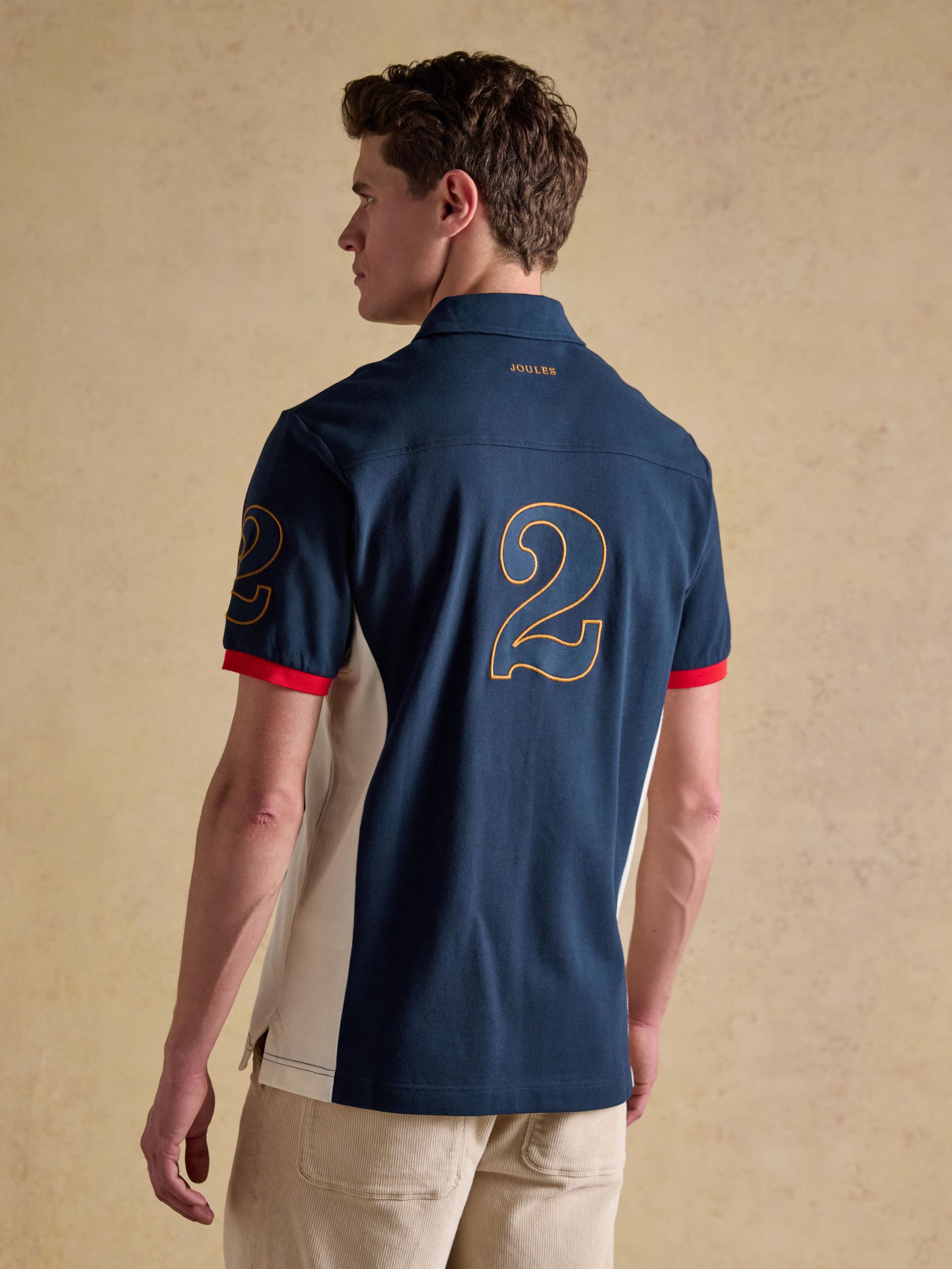 Red/Navy/White Embroidered Cotton Pique Polo Shirt - Image 2 of 11