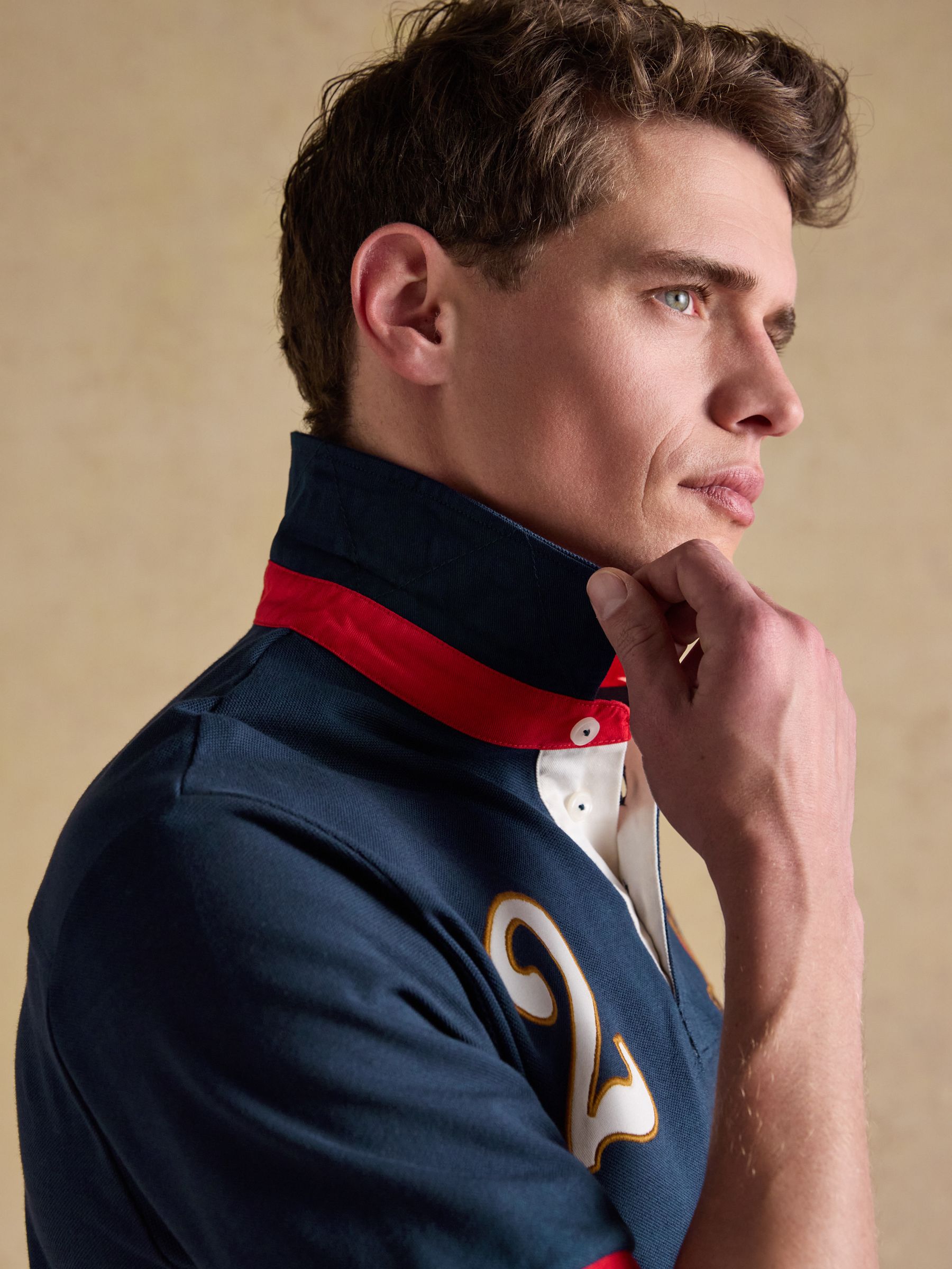Red/Navy/White Embroidered Cotton Pique Polo Shirt - Image 3 of 11