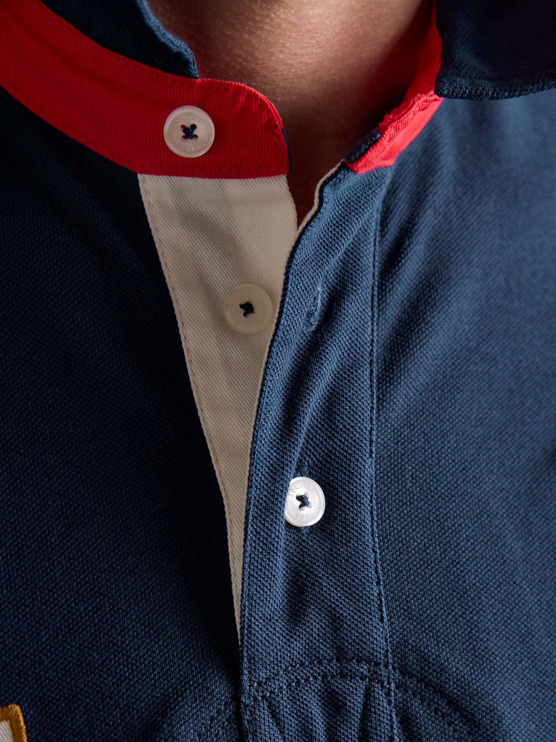 Red/Navy/White Embroidered Cotton Pique Polo Shirt - Image 7 of 11