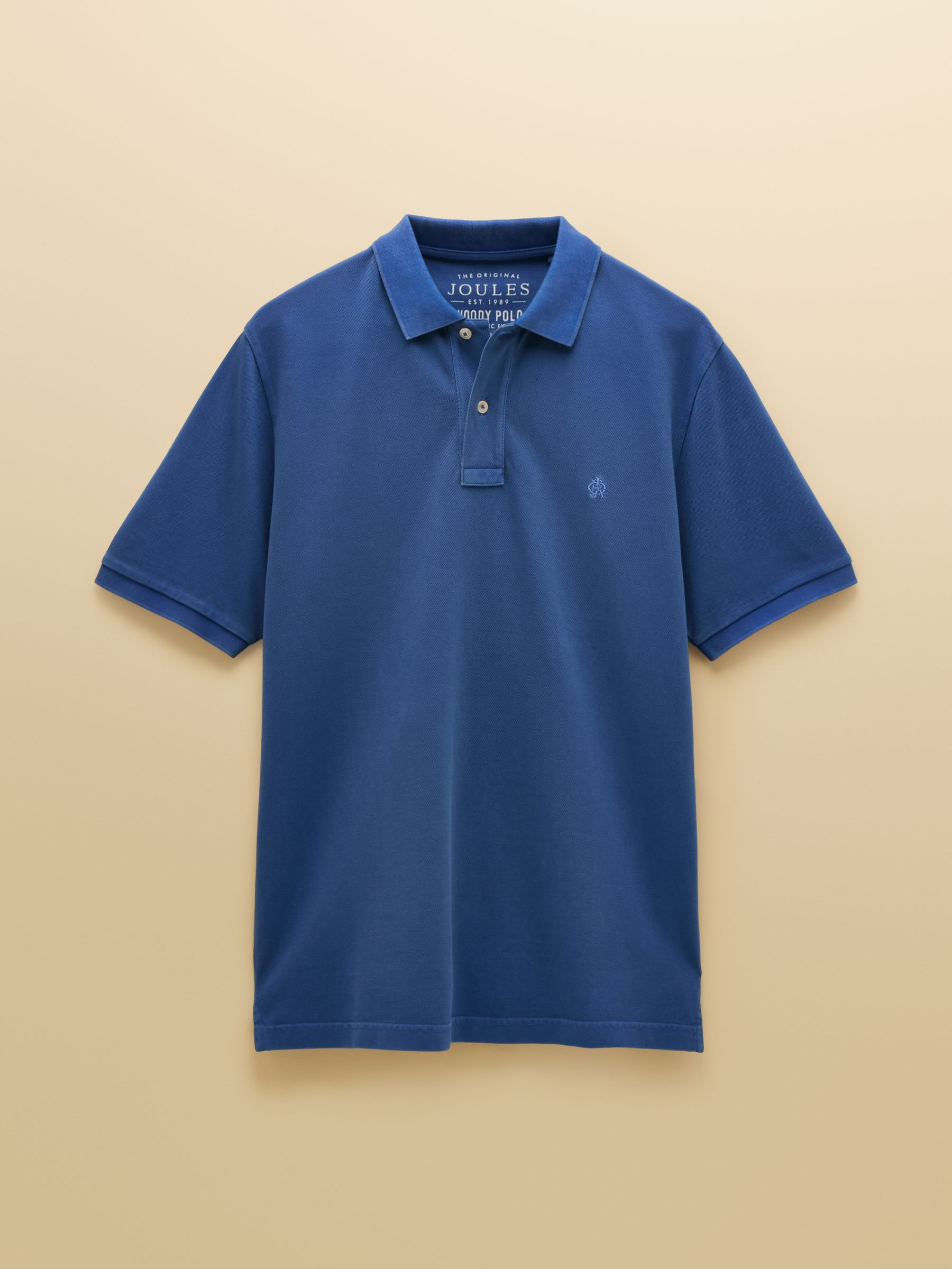 Garment Dyed Blue Cotton Pique Polo Shirt - Image 6 of 6