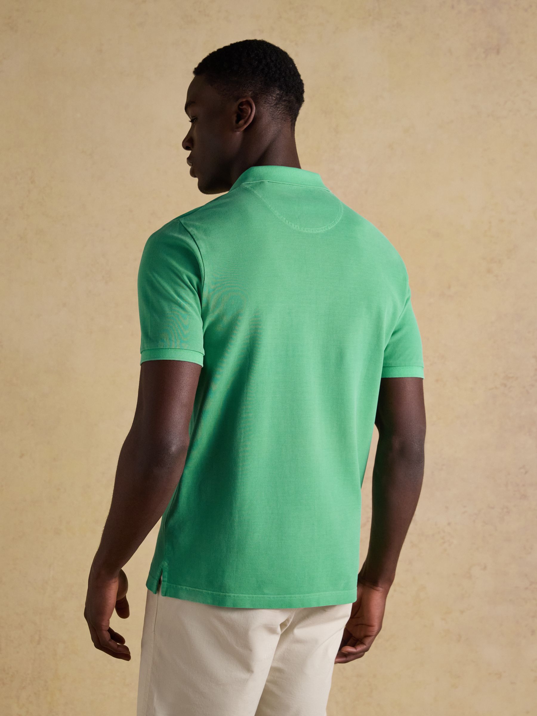Garment Dyed Green Cotton Pique Polo Shirt - Image 2 of 8