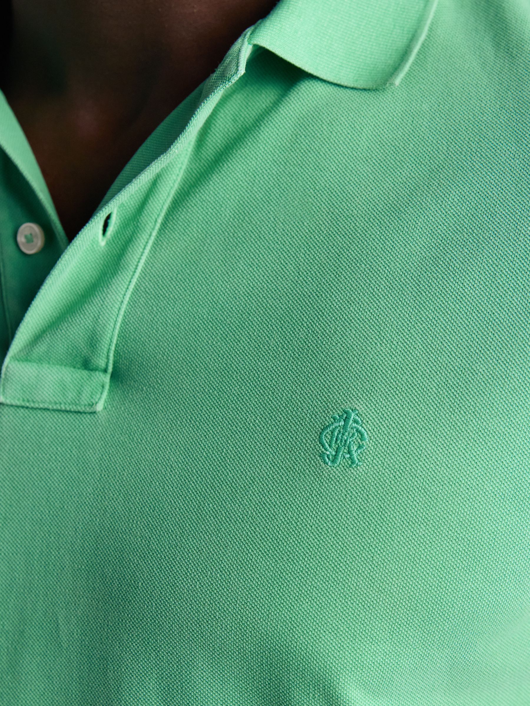 Garment Dyed Green Cotton Pique Polo Shirt - Image 4 of 8