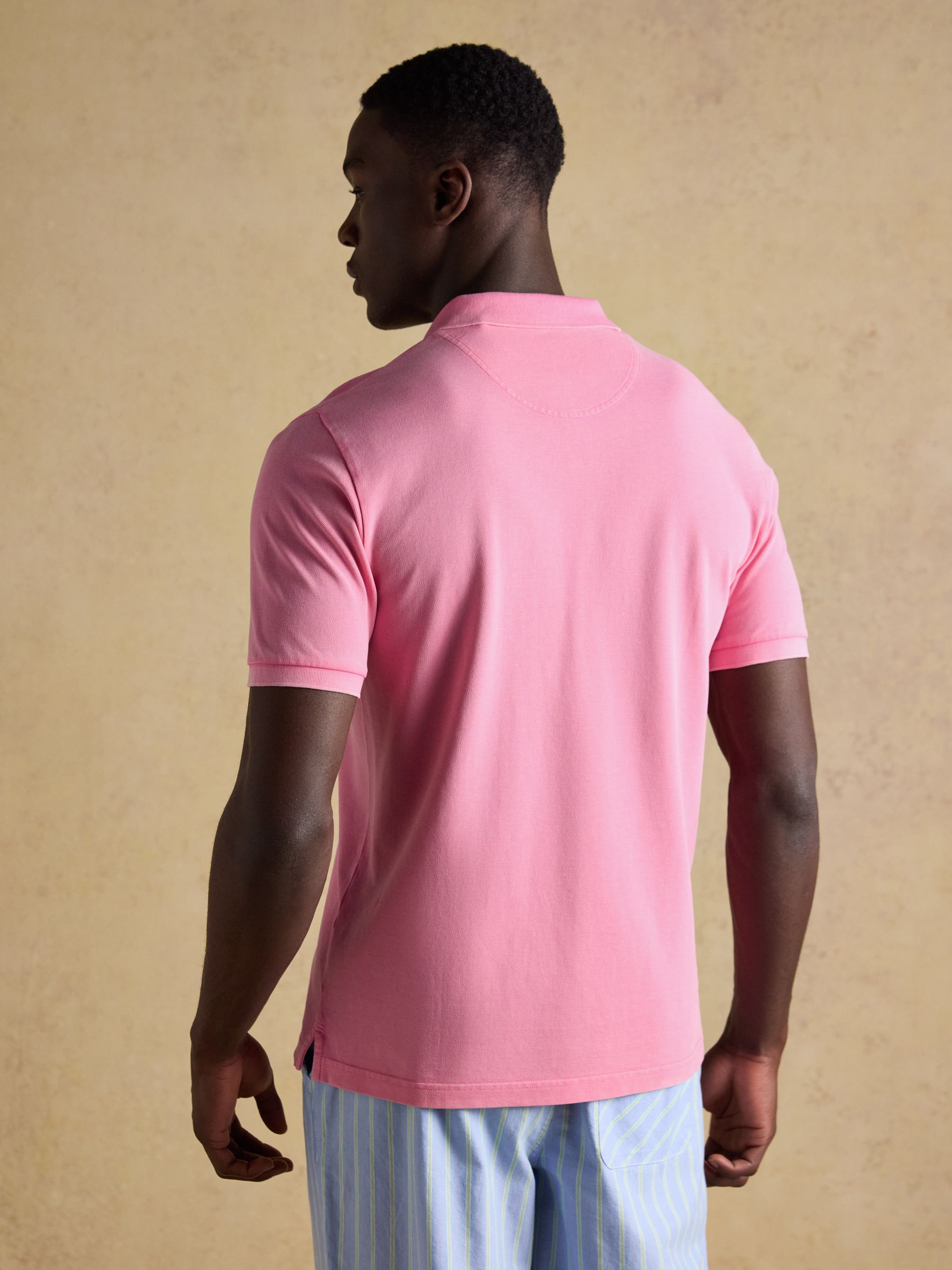 Garment Dyed Pink Cotton Pique Polo Shirt - Image 2 of 8