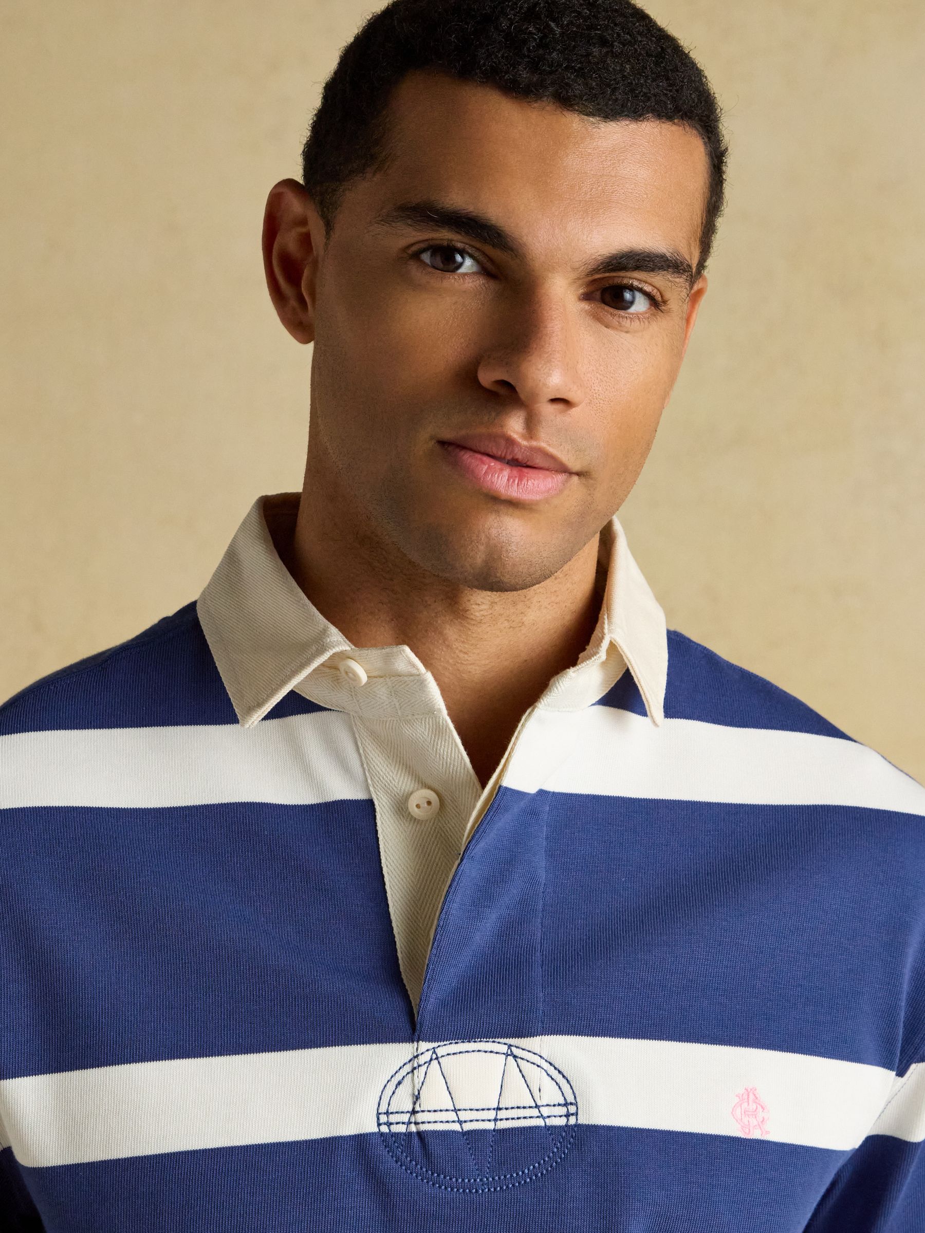 Rugby Club Blue & Cream Stripe Long Sleeve Shirt - Image 4 of 10
