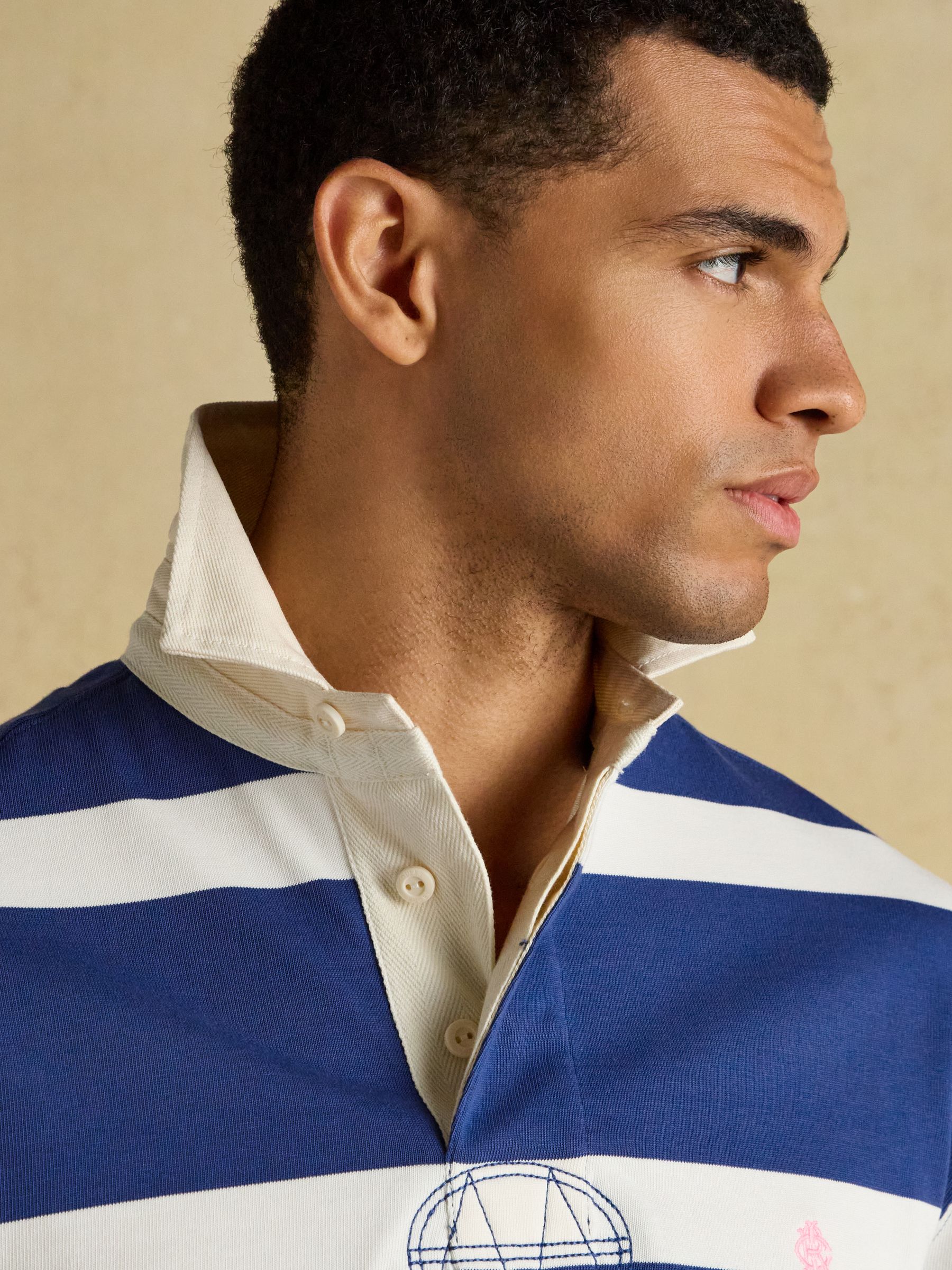 Rugby Club Blue & Cream Stripe Long Sleeve Shirt - Image 7 of 10
