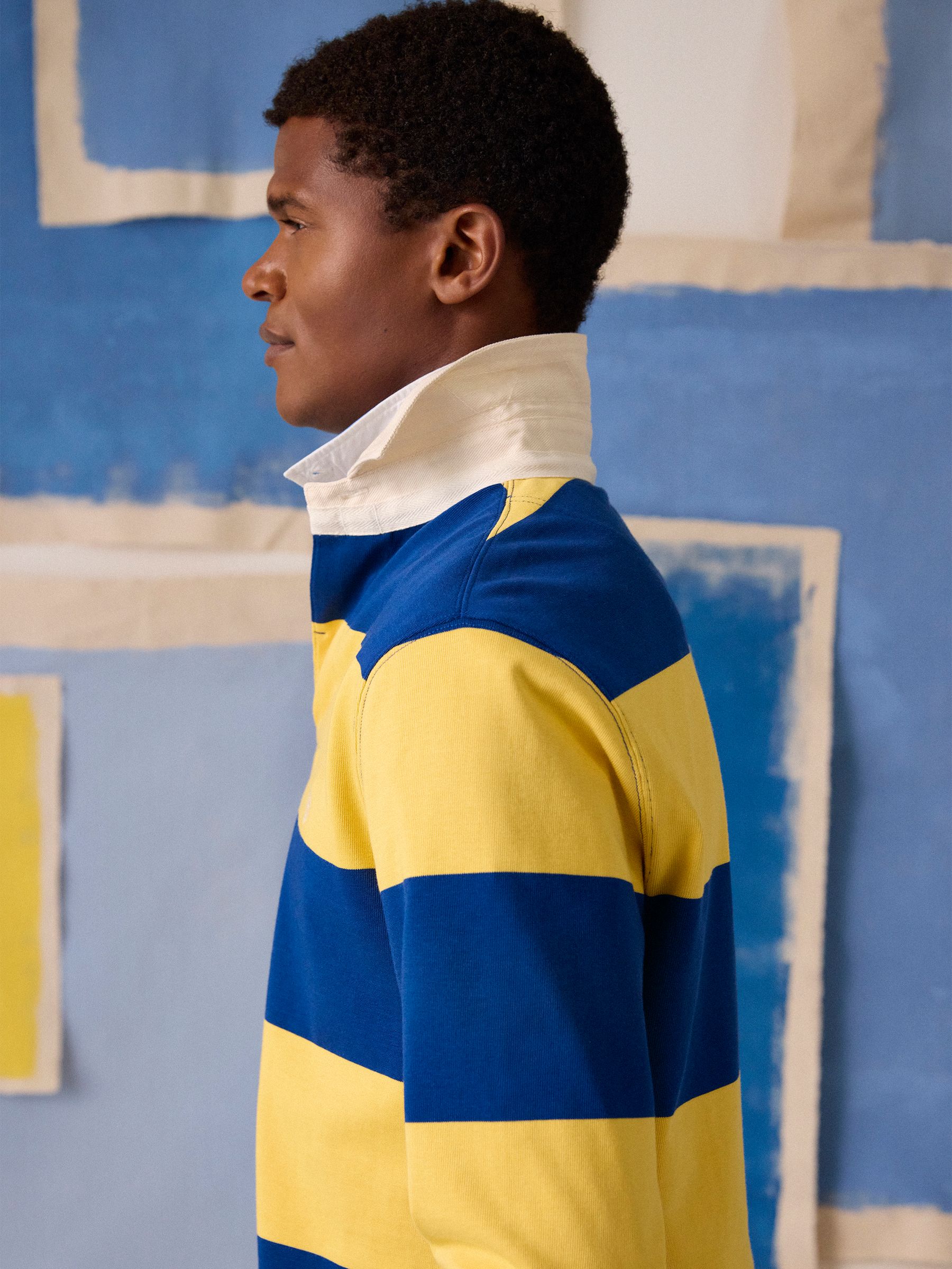 Yellow & Blue Stripe Long Sleeve Rugby Shirt - Image 2 of 13 Yellow & Blue Stripe Long Sleeve Rugby Shirt - Image 2 of 13