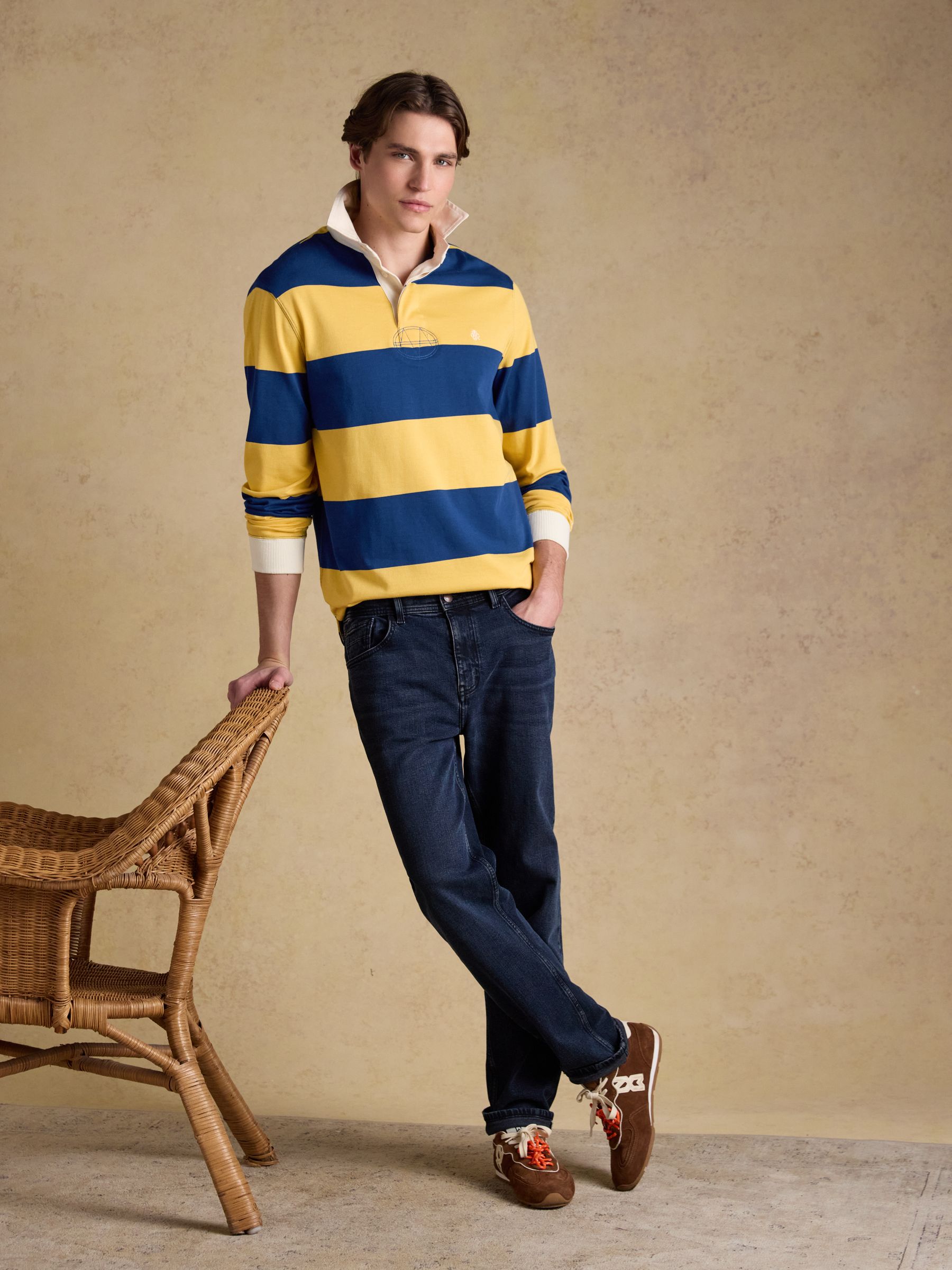 Yellow & Blue Stripe Long Sleeve Rugby Shirt - Image 6 of 13
