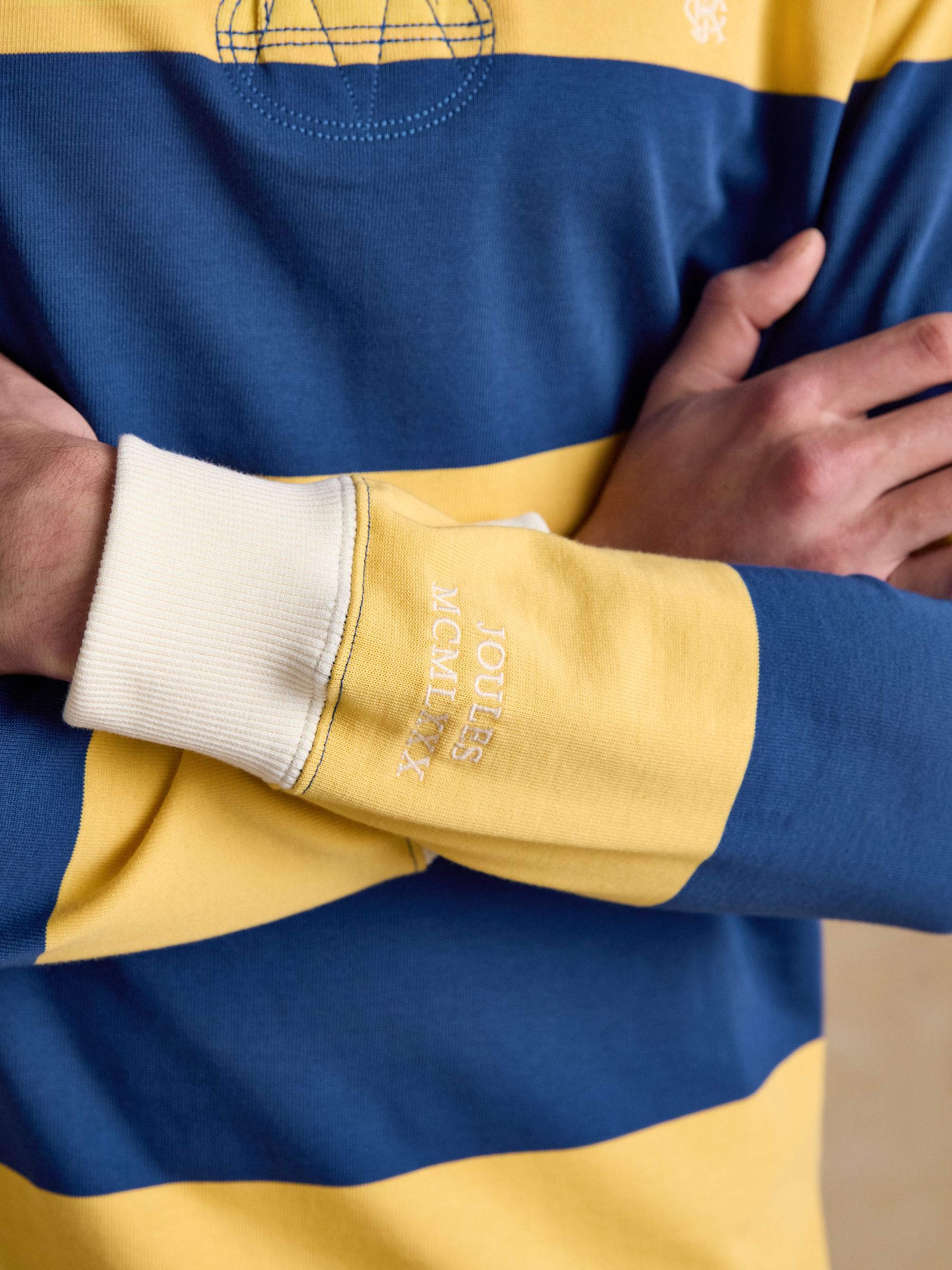 Yellow & Blue Stripe Long Sleeve Rugby Shirt - Image 8 of 13