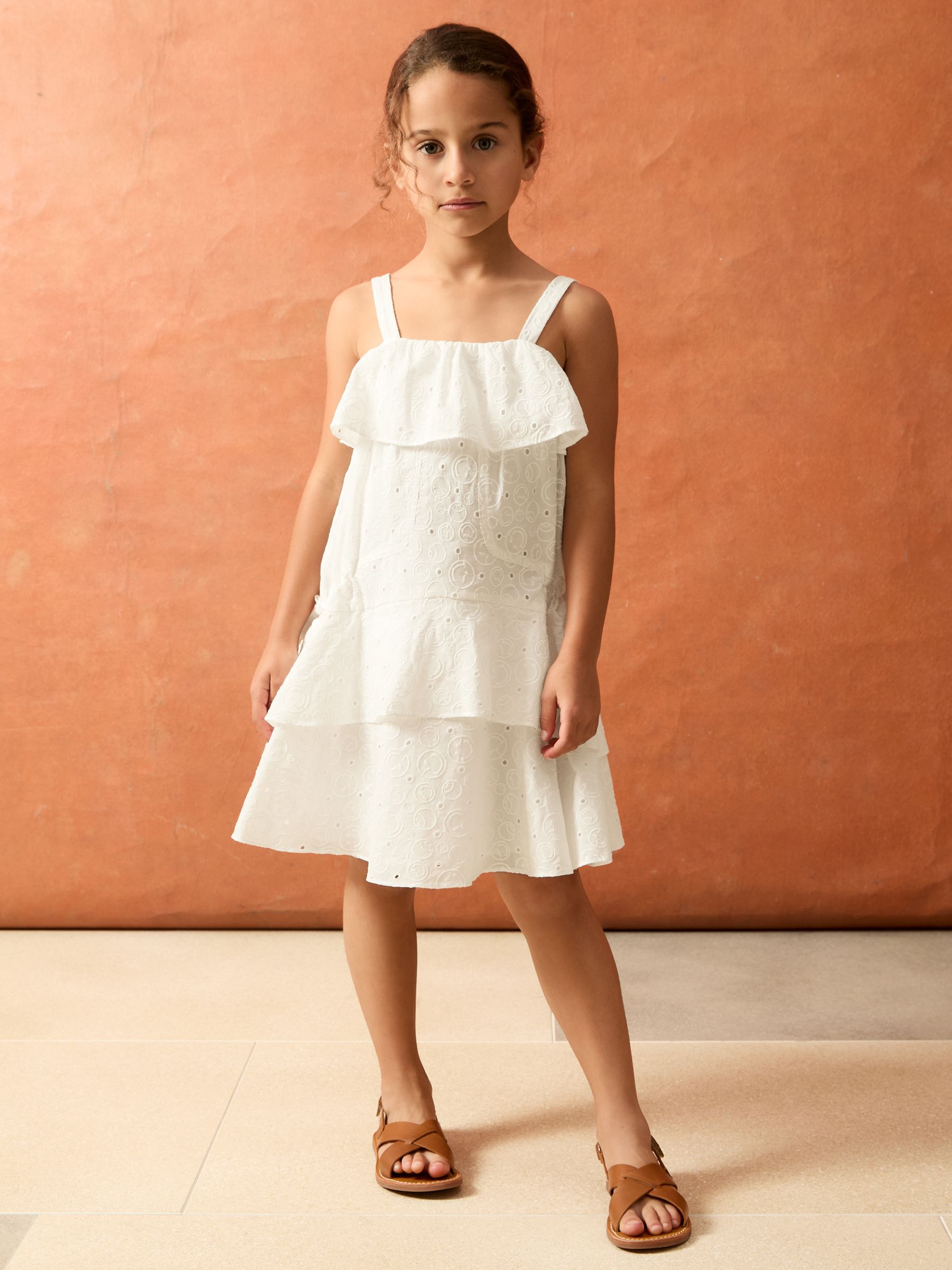 4-9 yrs SmileyWorld | Reiss Broderie Logo Dress in Ivory - Image 1 of 5