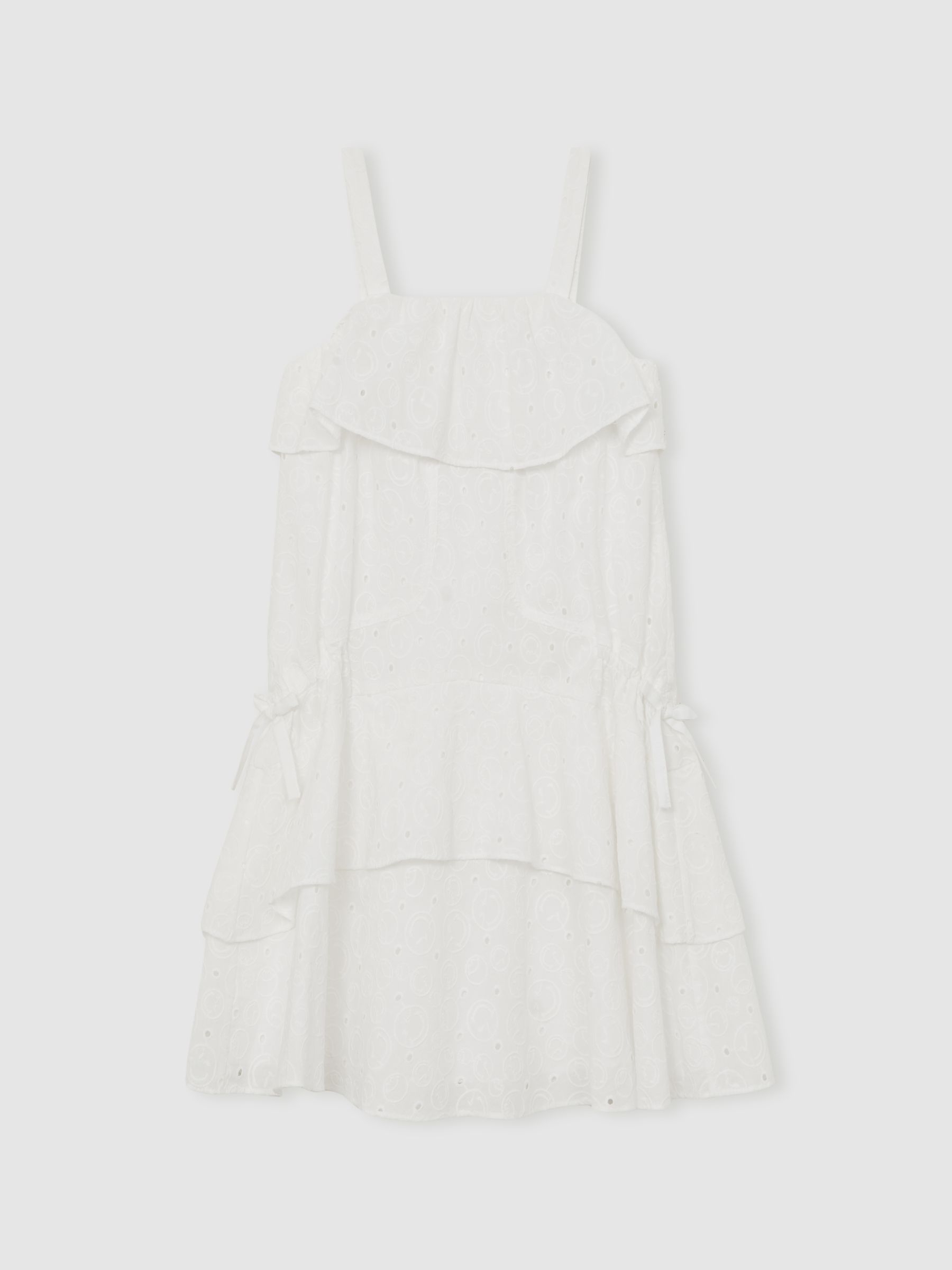 4-9 yrs SmileyWorld | Reiss Broderie Logo Dress in Ivory - Image 2 of 5