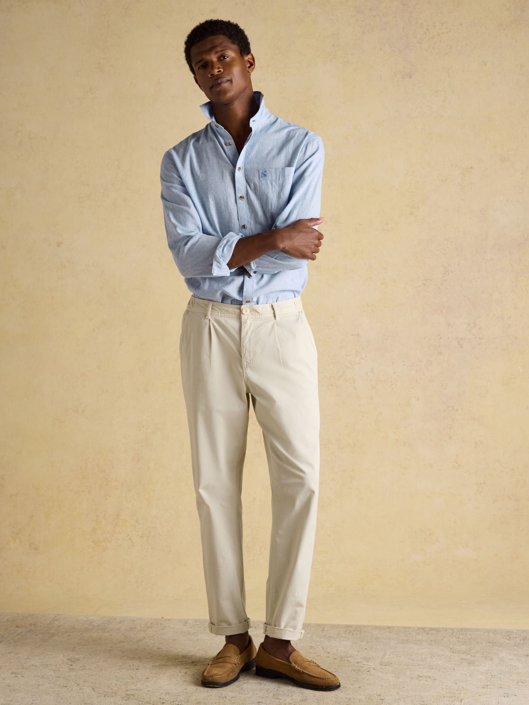 Linen Blend Blue Long Sleeve Shirt - Image 14 of 15