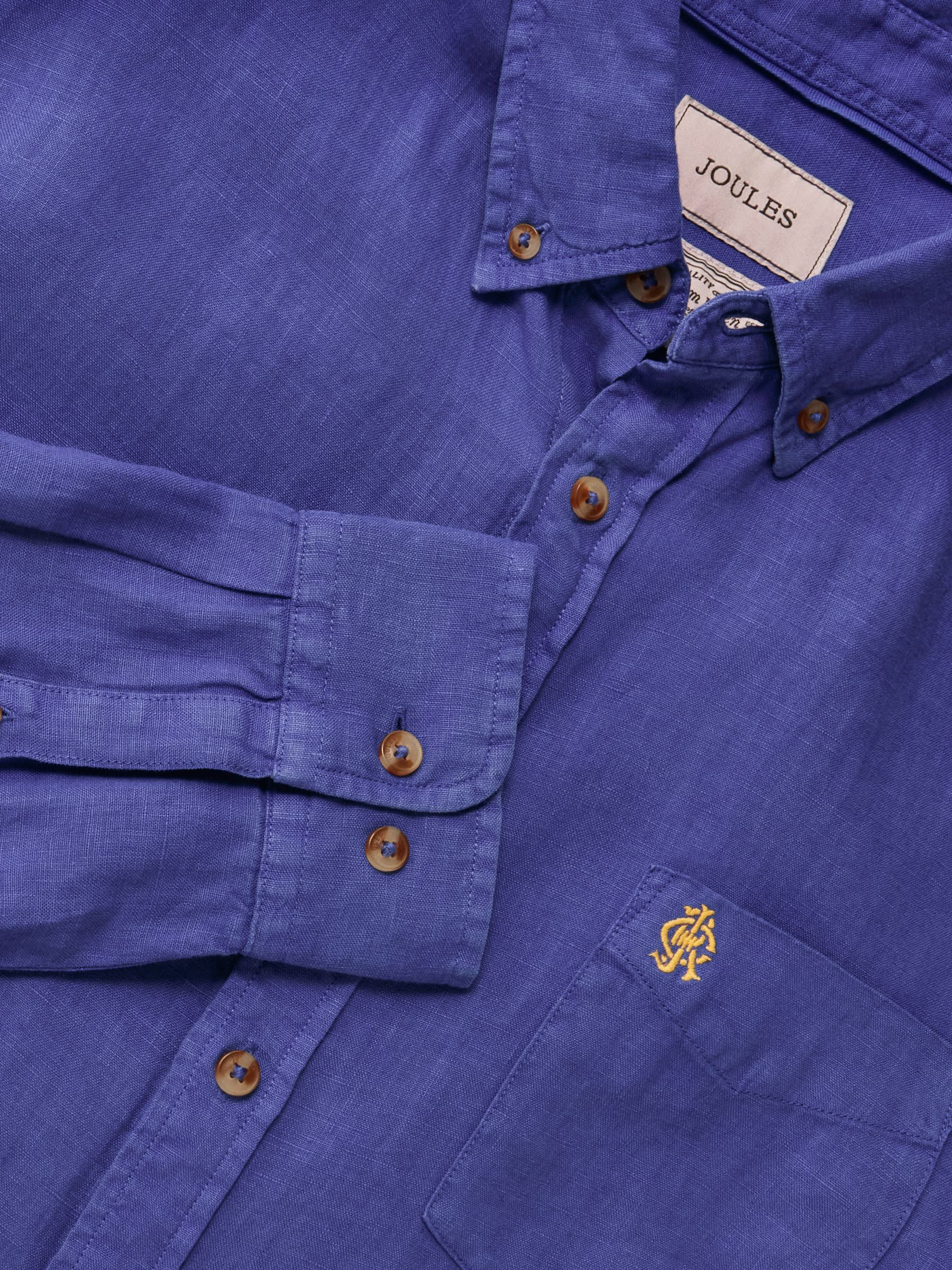 Blue 100% Linen Long Sleeve Classic Fit Shirt - Image 2 of 9