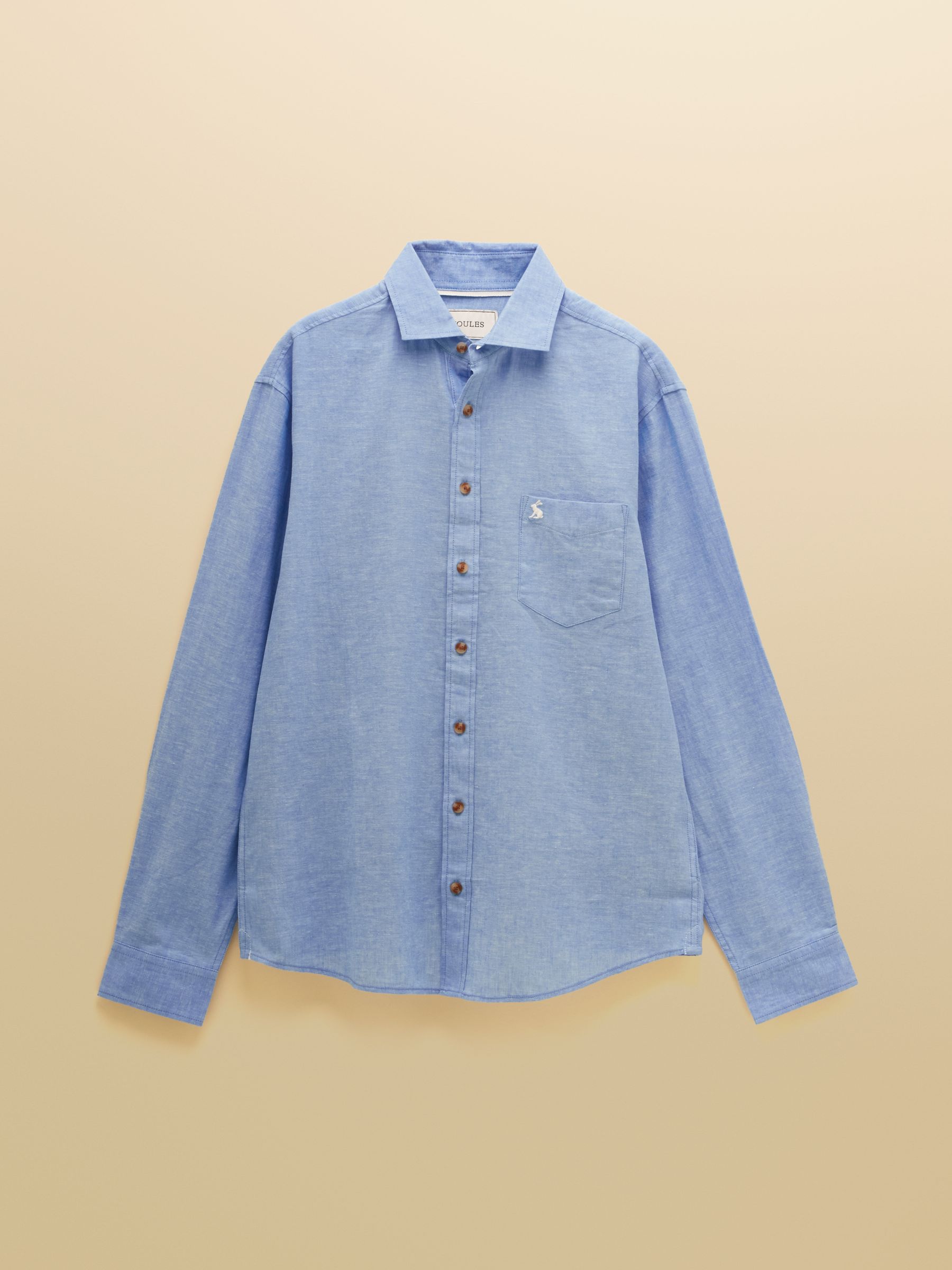 Linen Blend Light Blue Long Sleeve Shirt - Image 10 of 10