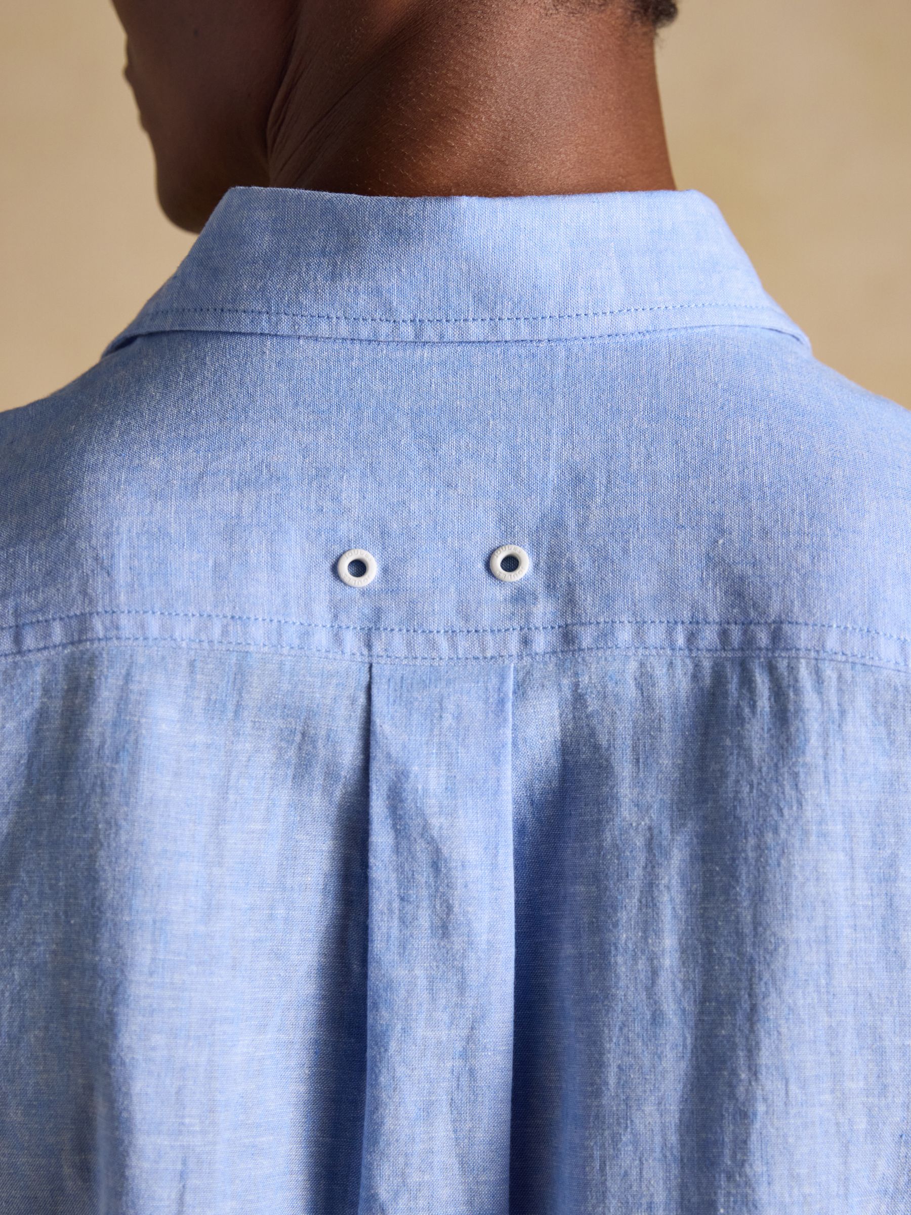 Linen Blend Light Blue Long Sleeve Shirt - Image 8 of 10