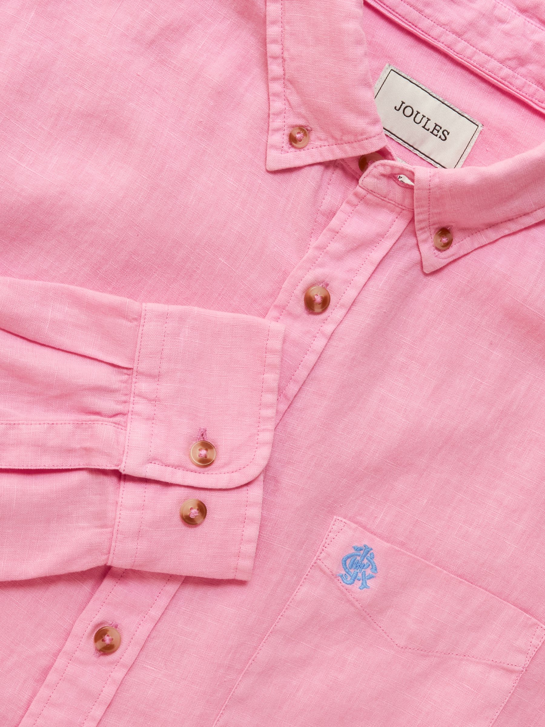 Pink 100% Linen Long Sleeve Classic Fit Shirt - Image 2 of 8