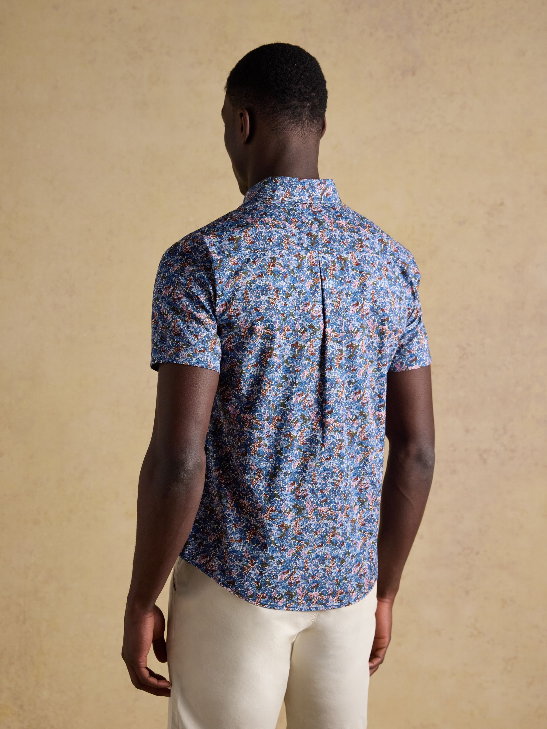 Navy Floral Short Sleeve Classic Fit Shirt - Image 3 of 9