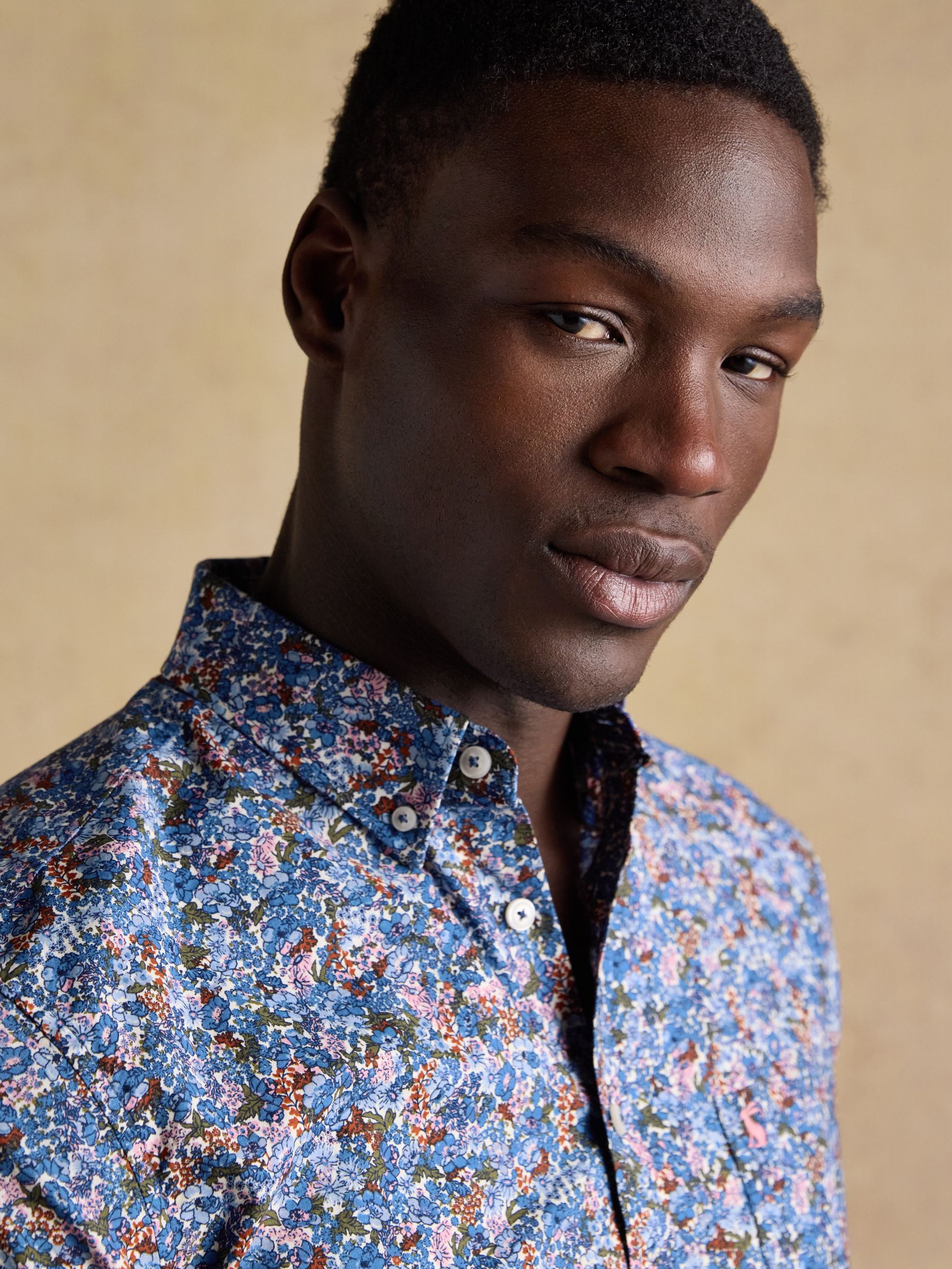 Navy Floral Short Sleeve Classic Fit Shirt - Image 5 of 9