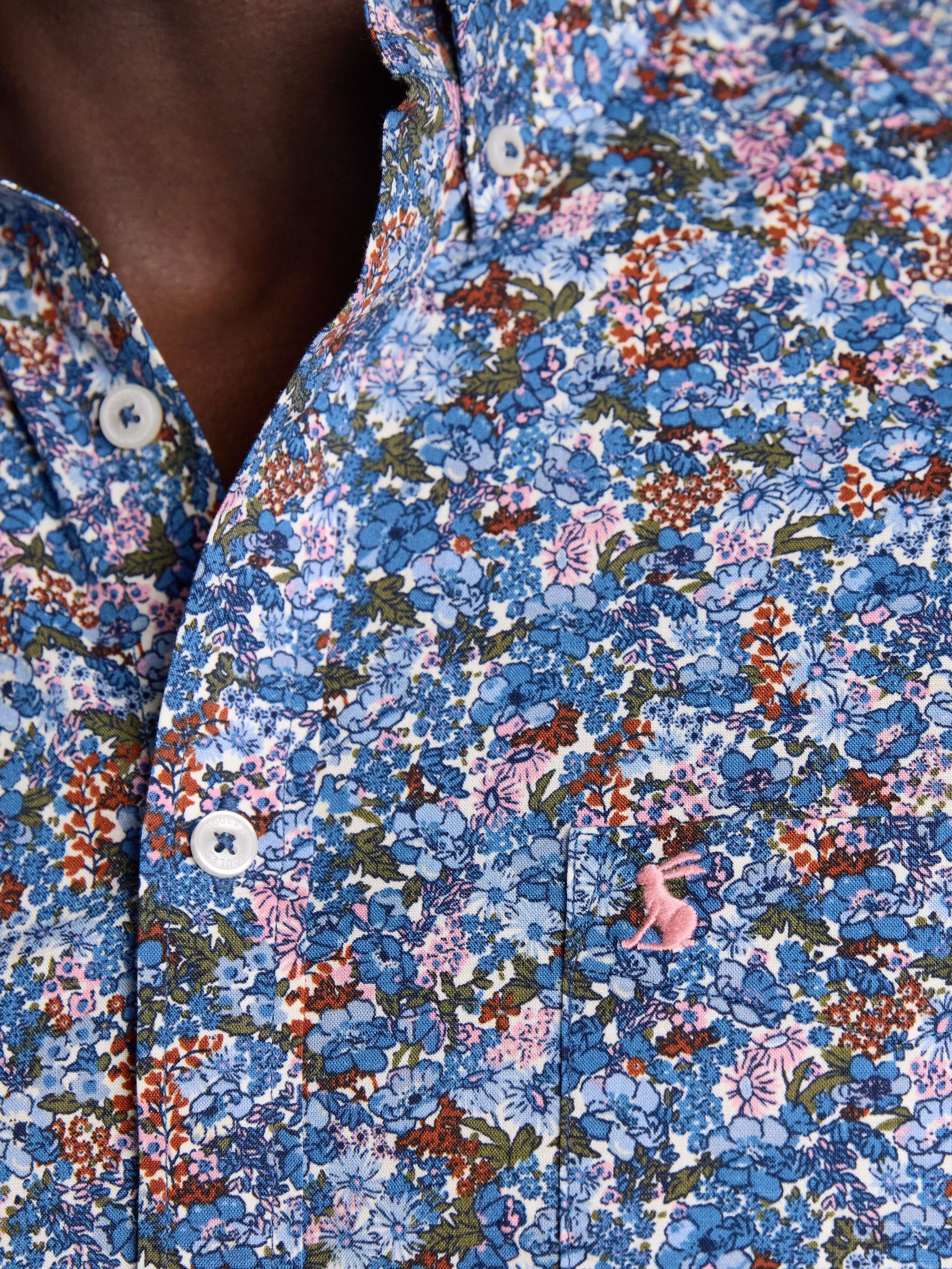 Navy Floral Short Sleeve Classic Fit Shirt - Image 6 of 9