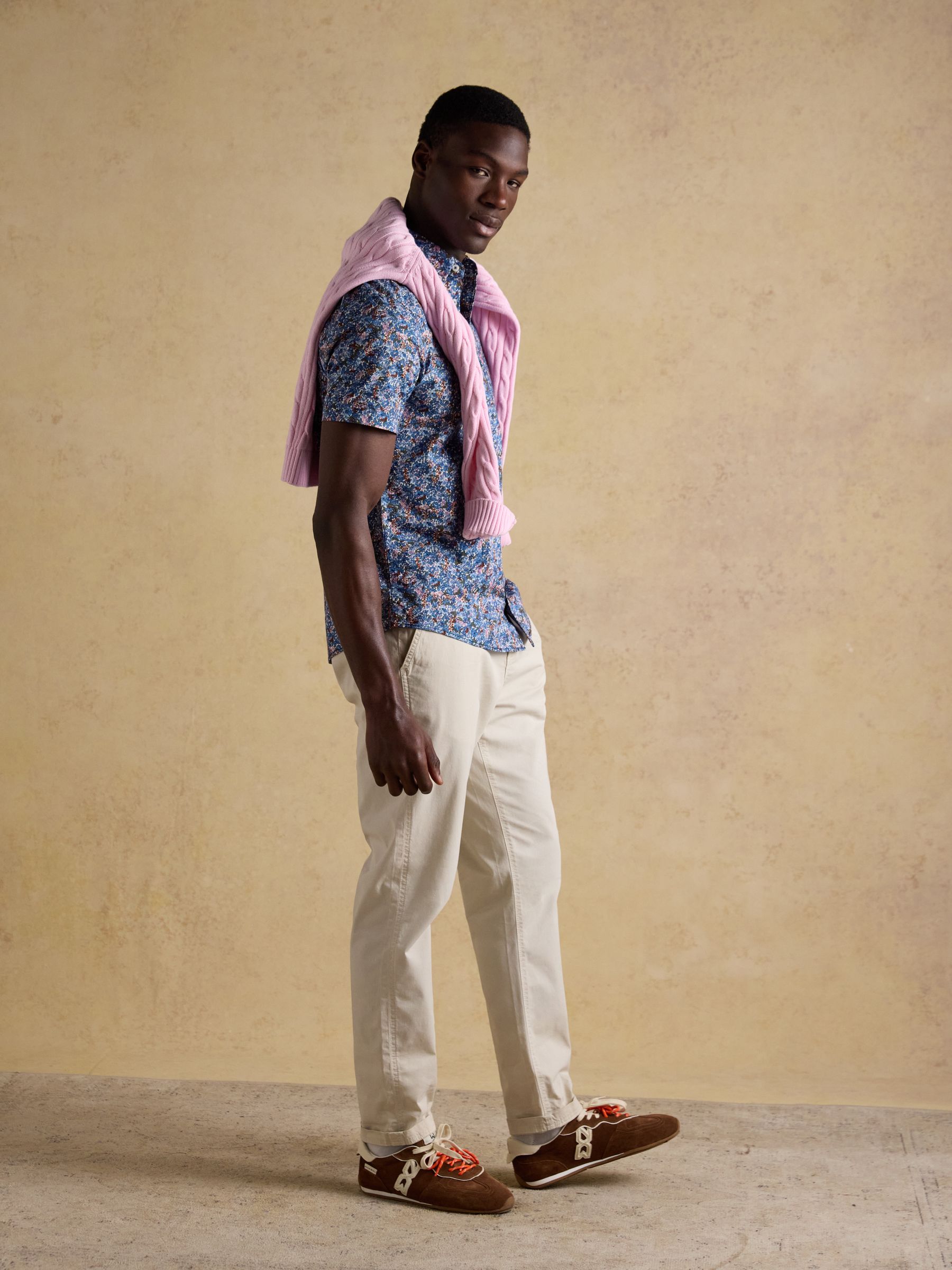 Navy Floral Short Sleeve Classic Fit Shirt - Image 7 of 9