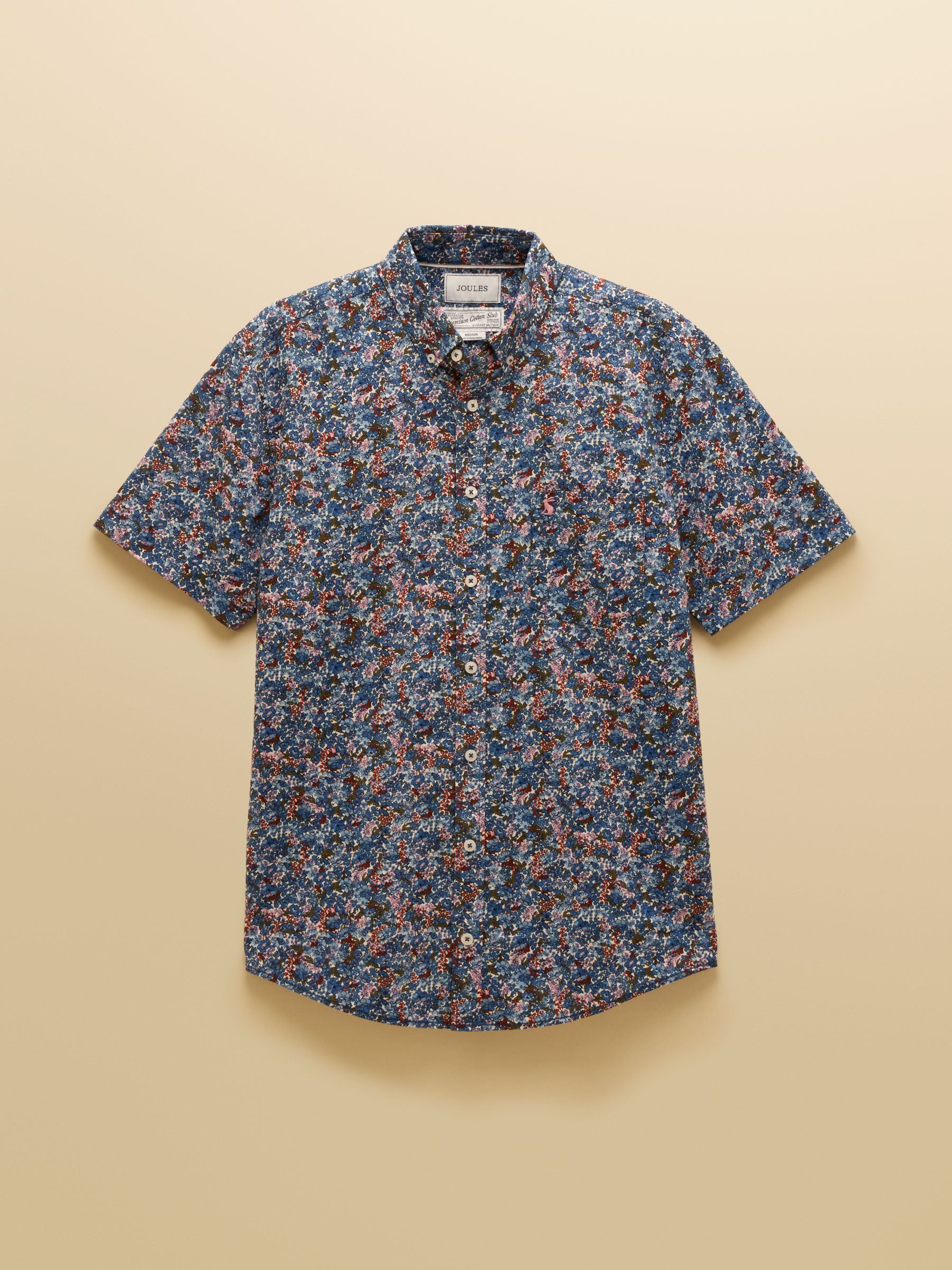 Navy Floral Short Sleeve Classic Fit Shirt - Image 9 of 9