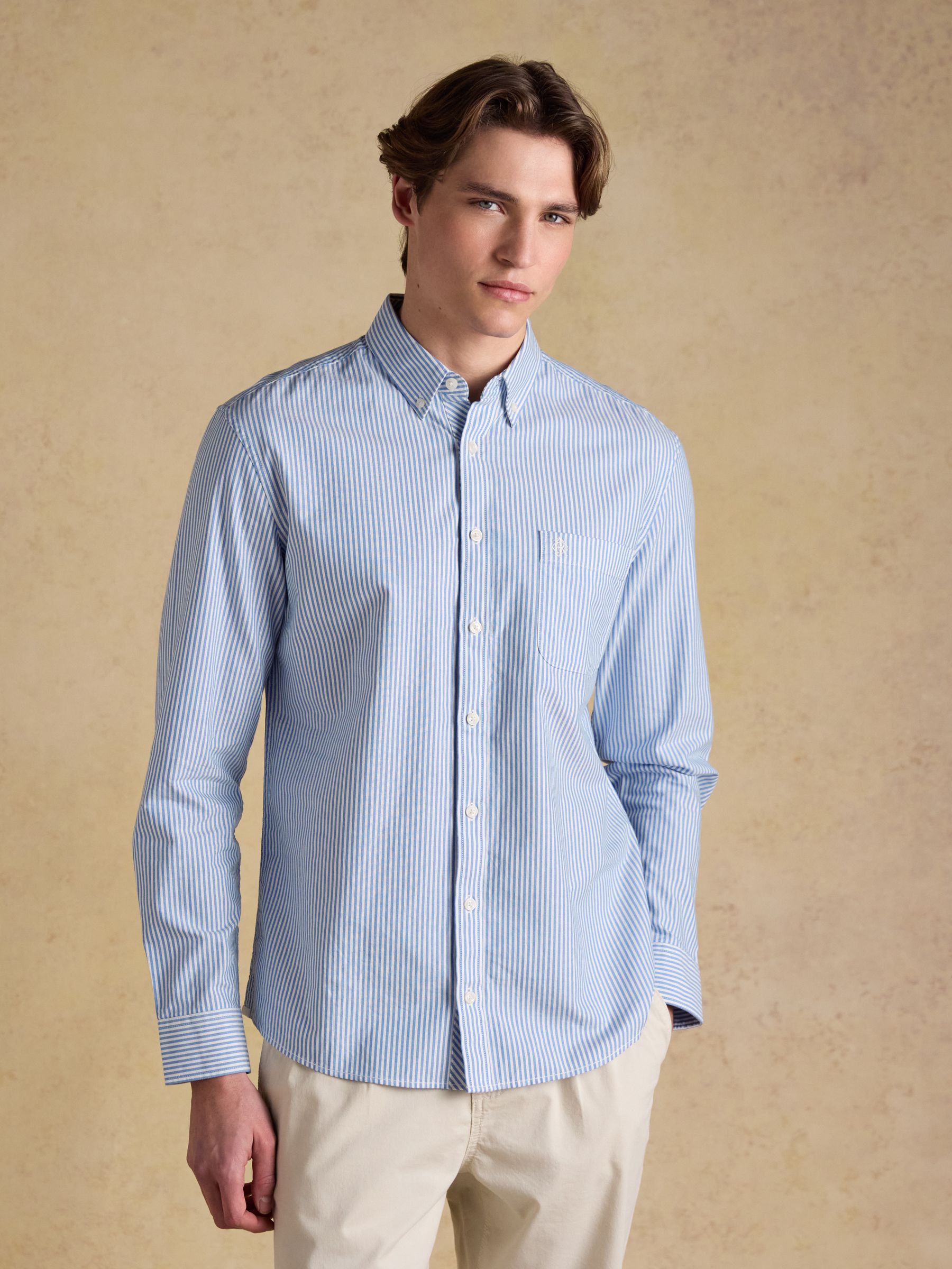 Blue Striped Classic Fit Oxford Shirt - Image 1 of 10