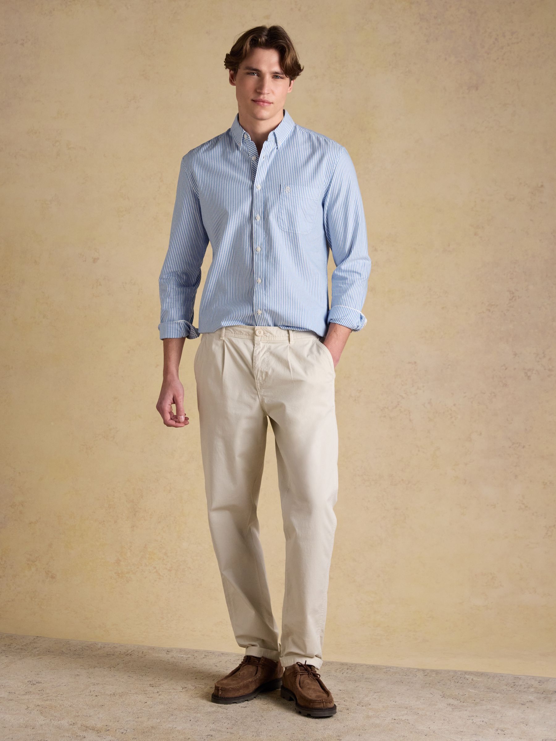 Blue Striped Classic Fit Oxford Shirt - Image 4 of 10