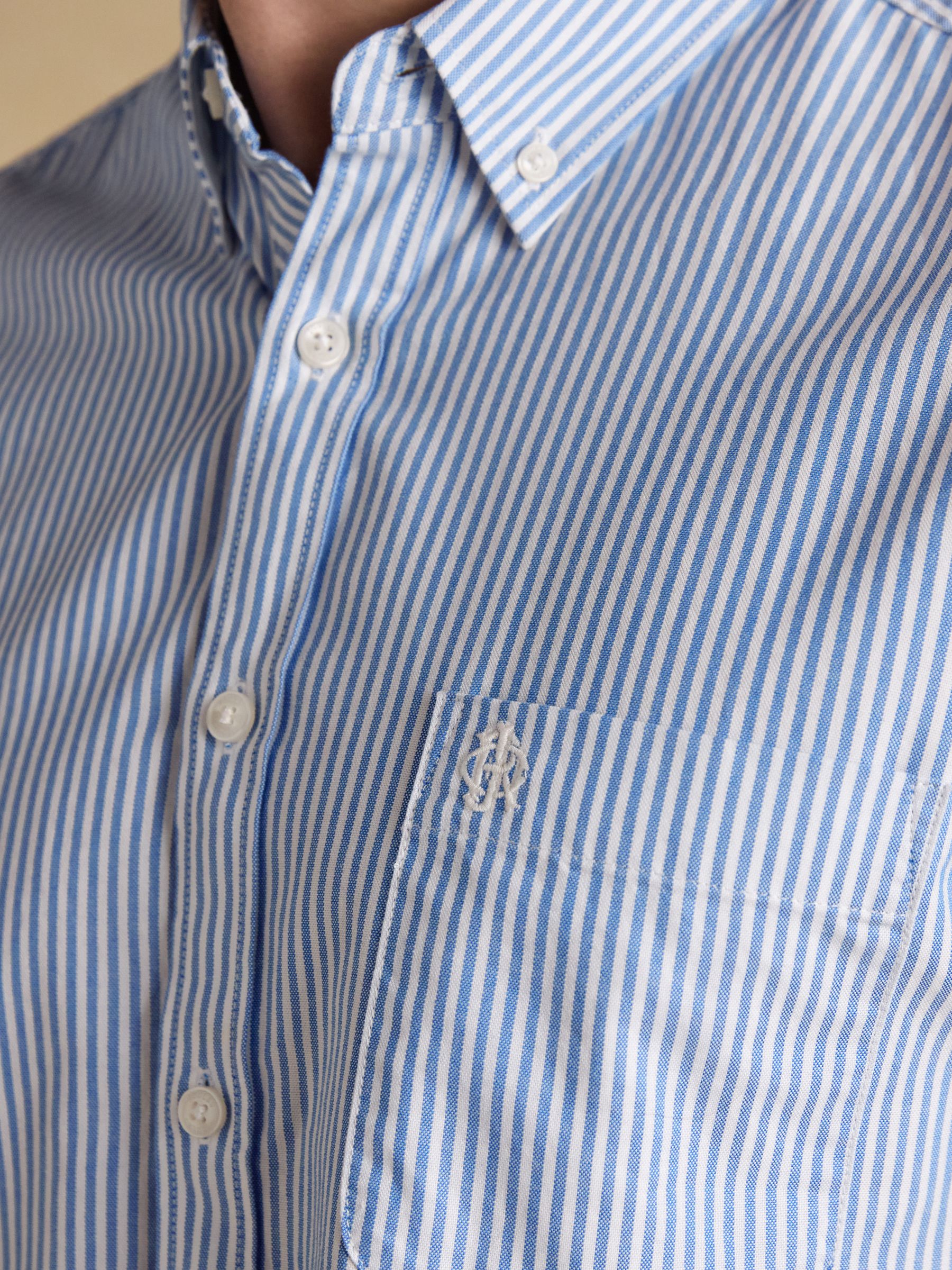 Blue Striped Classic Fit Oxford Shirt - Image 6 of 10