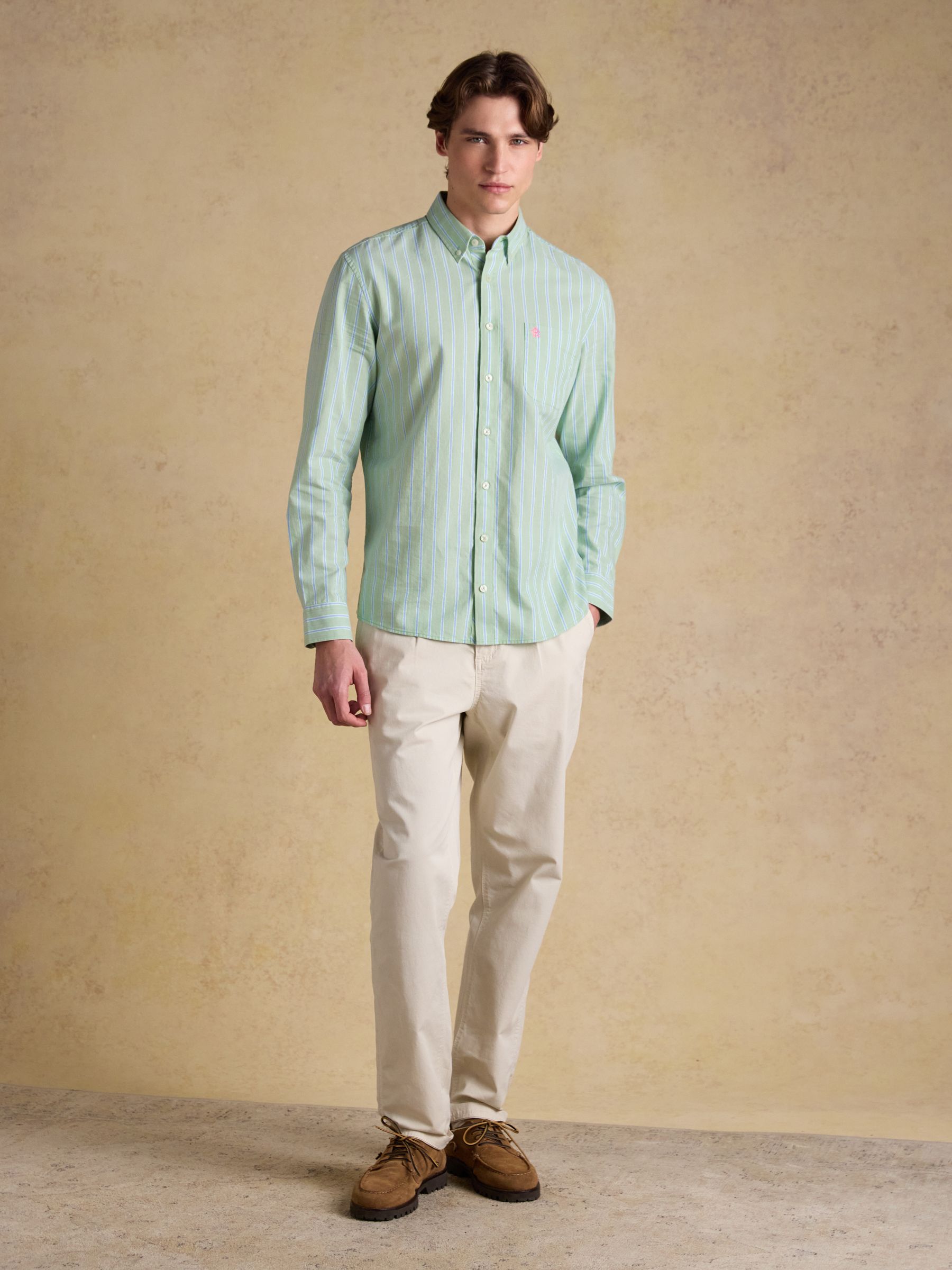 Green Striped Classic Fit Oxford Shirt - Image 7 of 13