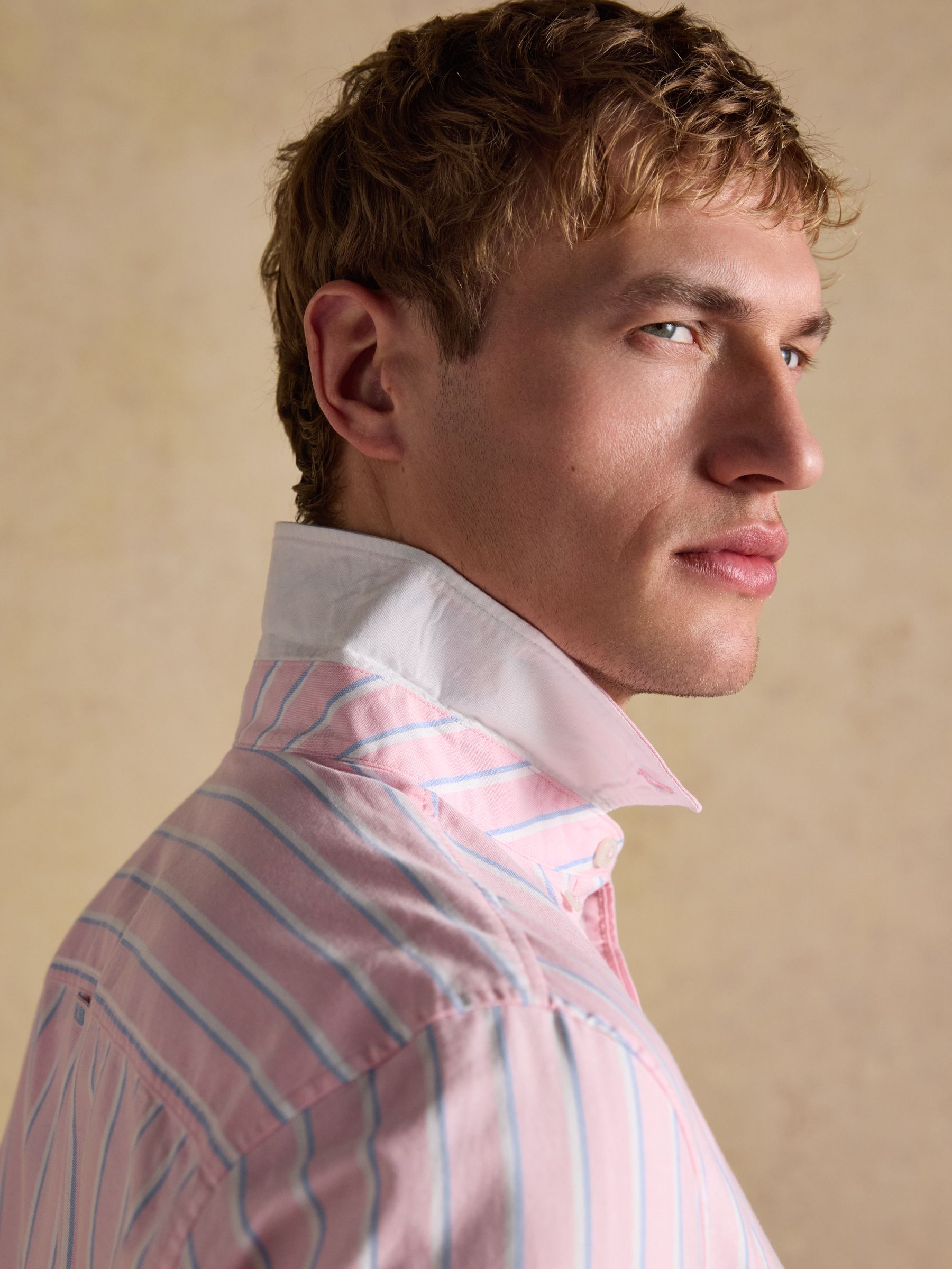 Oxford Pink Stripe Long Sleeve Classic Fit Cotton Shirt - Image 11 of 13