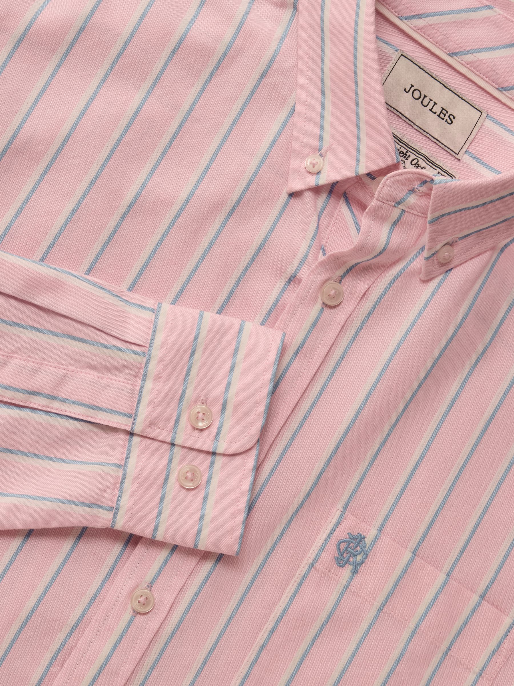 Oxford Pink Stripe Long Sleeve Classic Fit Cotton Shirt - Image 2 of 13