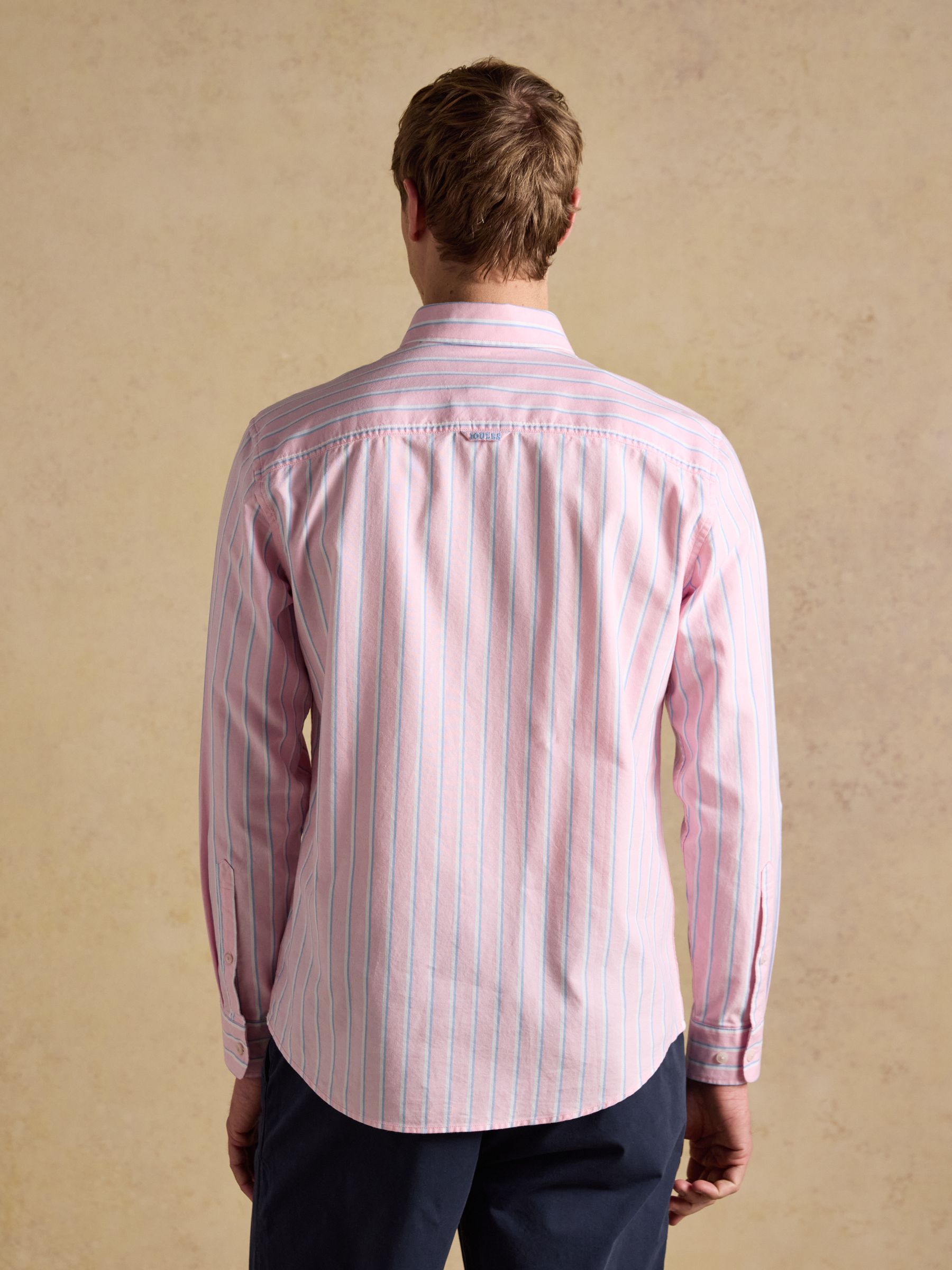 Oxford Pink Stripe Long Sleeve Classic Fit Cotton Shirt - Image 5 of 13