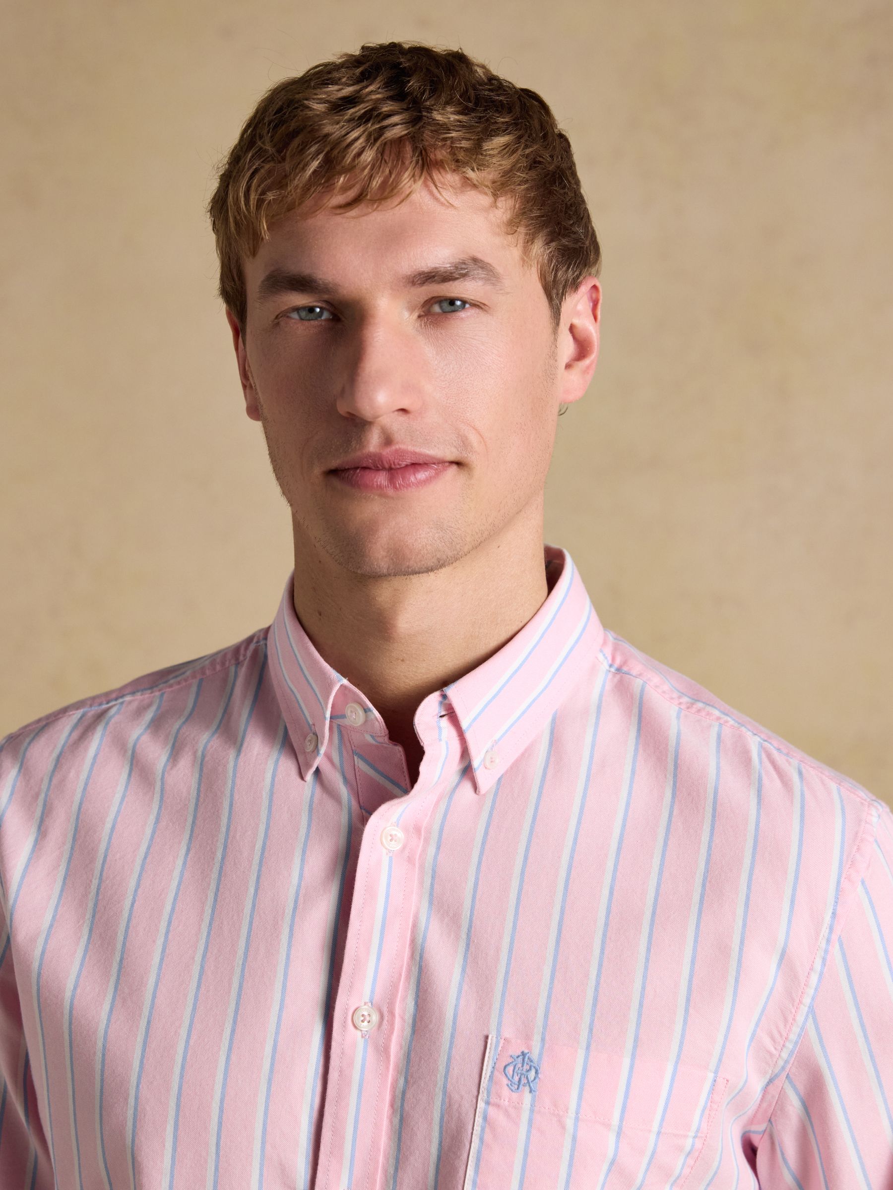 Oxford Pink Stripe Long Sleeve Classic Fit Cotton Shirt - Image 8 of 13