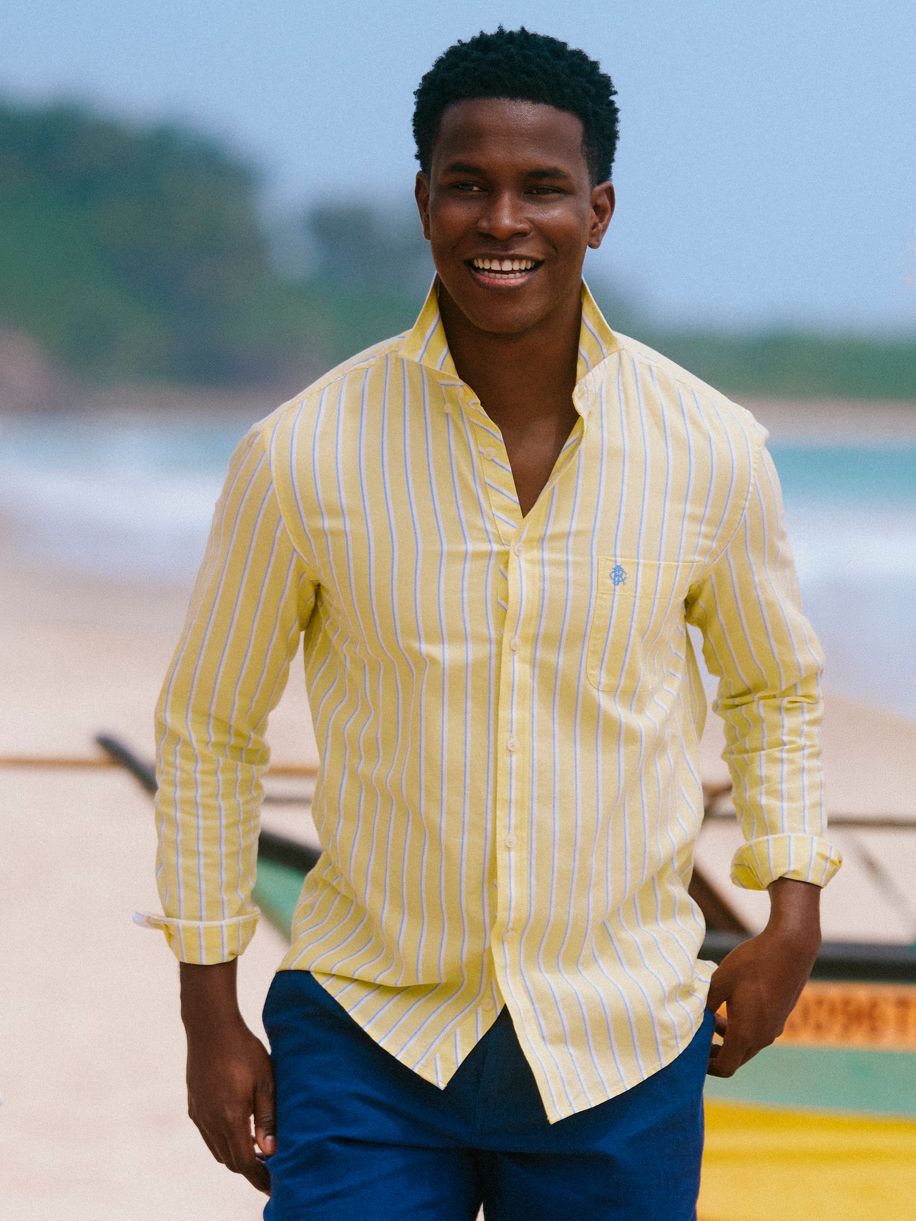 Yellow Striped Classic Fit Oxford Shirt | Joules