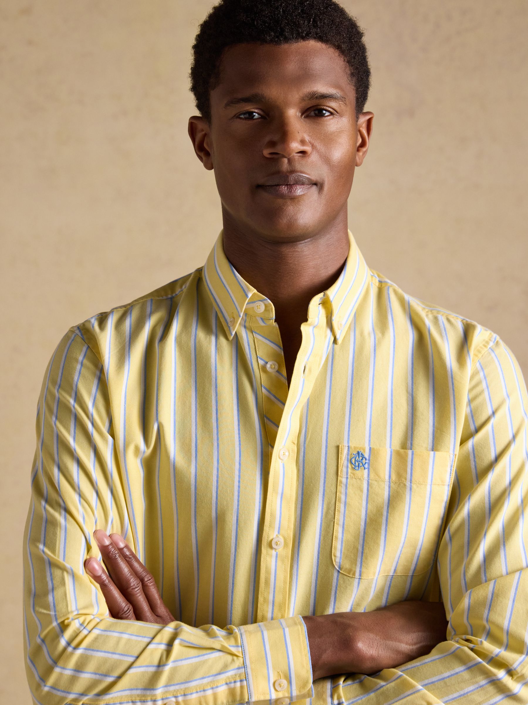 Yellow Striped Classic Fit Oxford Shirt - Image 5 of 11