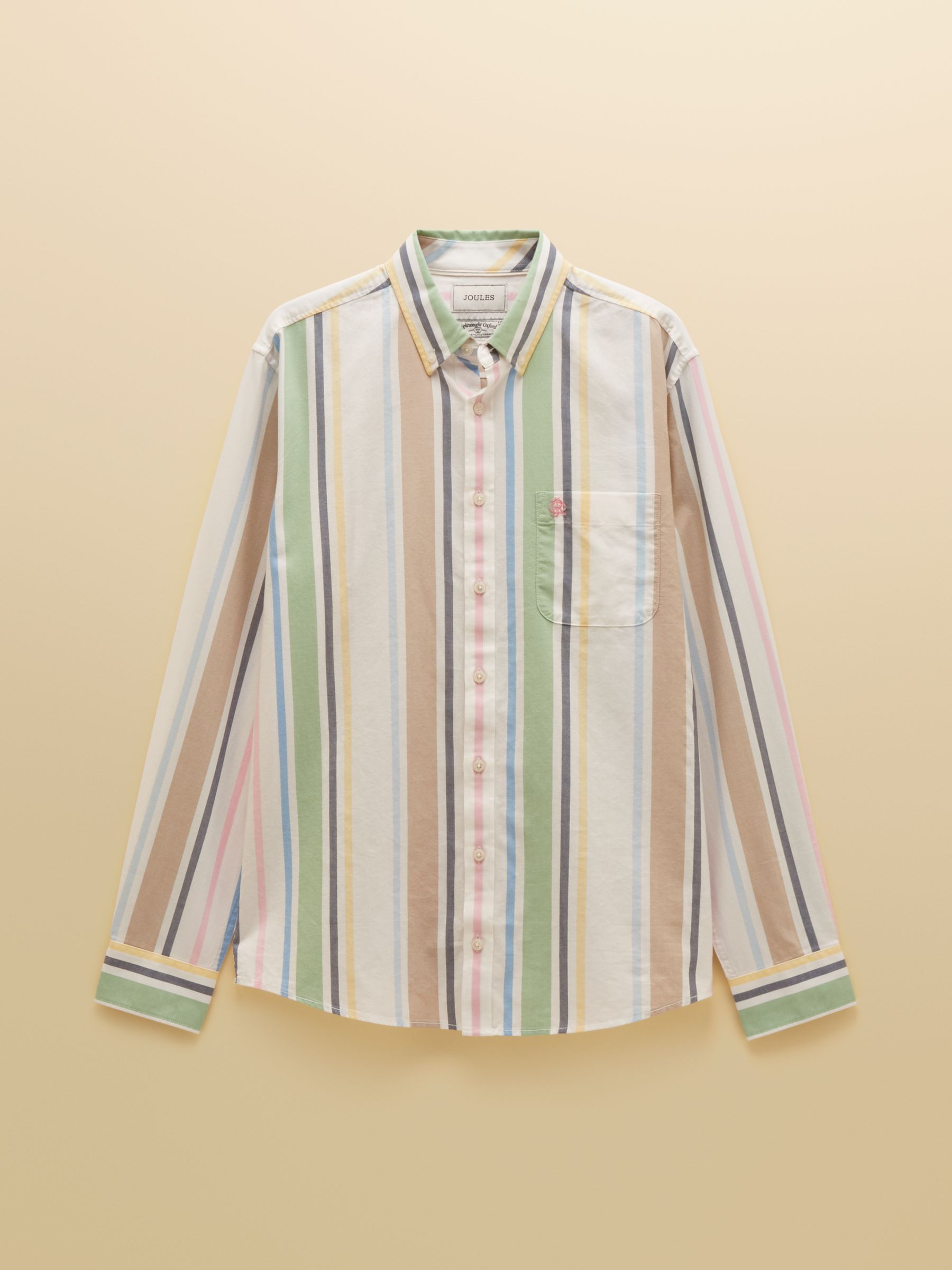 Oxford Multi Stripe Long Sleeve Classic Fit Cotton Shirt - Image 10 of 10