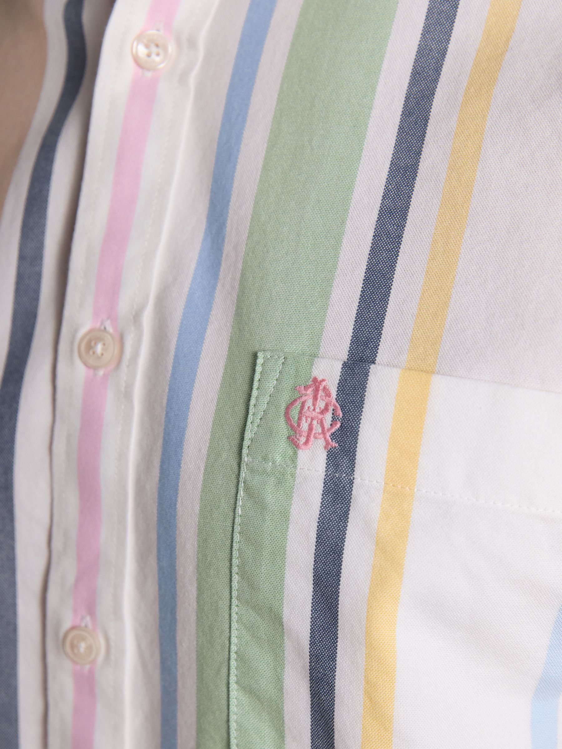 Oxford Multi Stripe Long Sleeve Classic Fit Cotton Shirt - Image 6 of 10