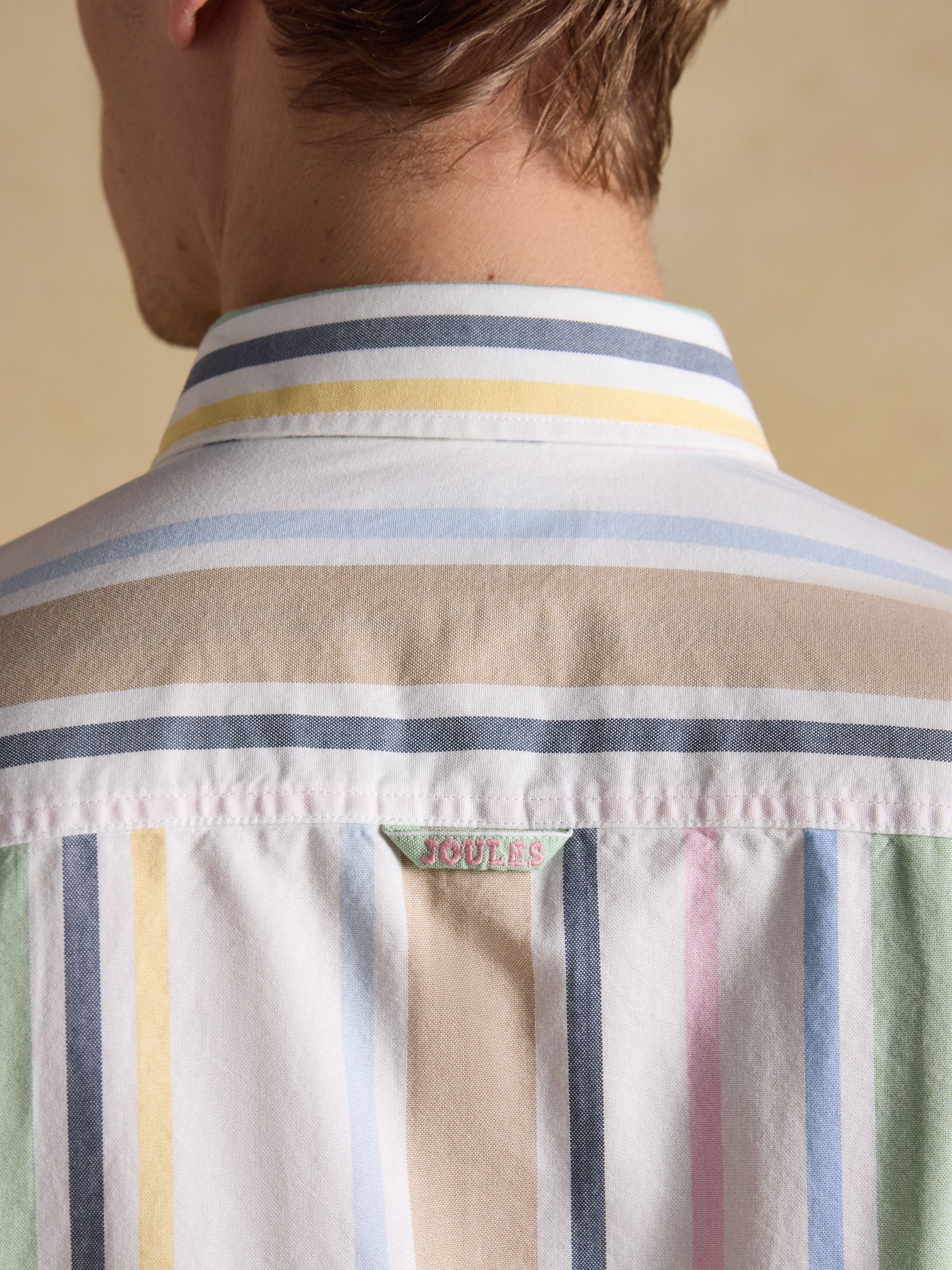 Oxford Multi Stripe Long Sleeve Classic Fit Cotton Shirt - Image 9 of 10