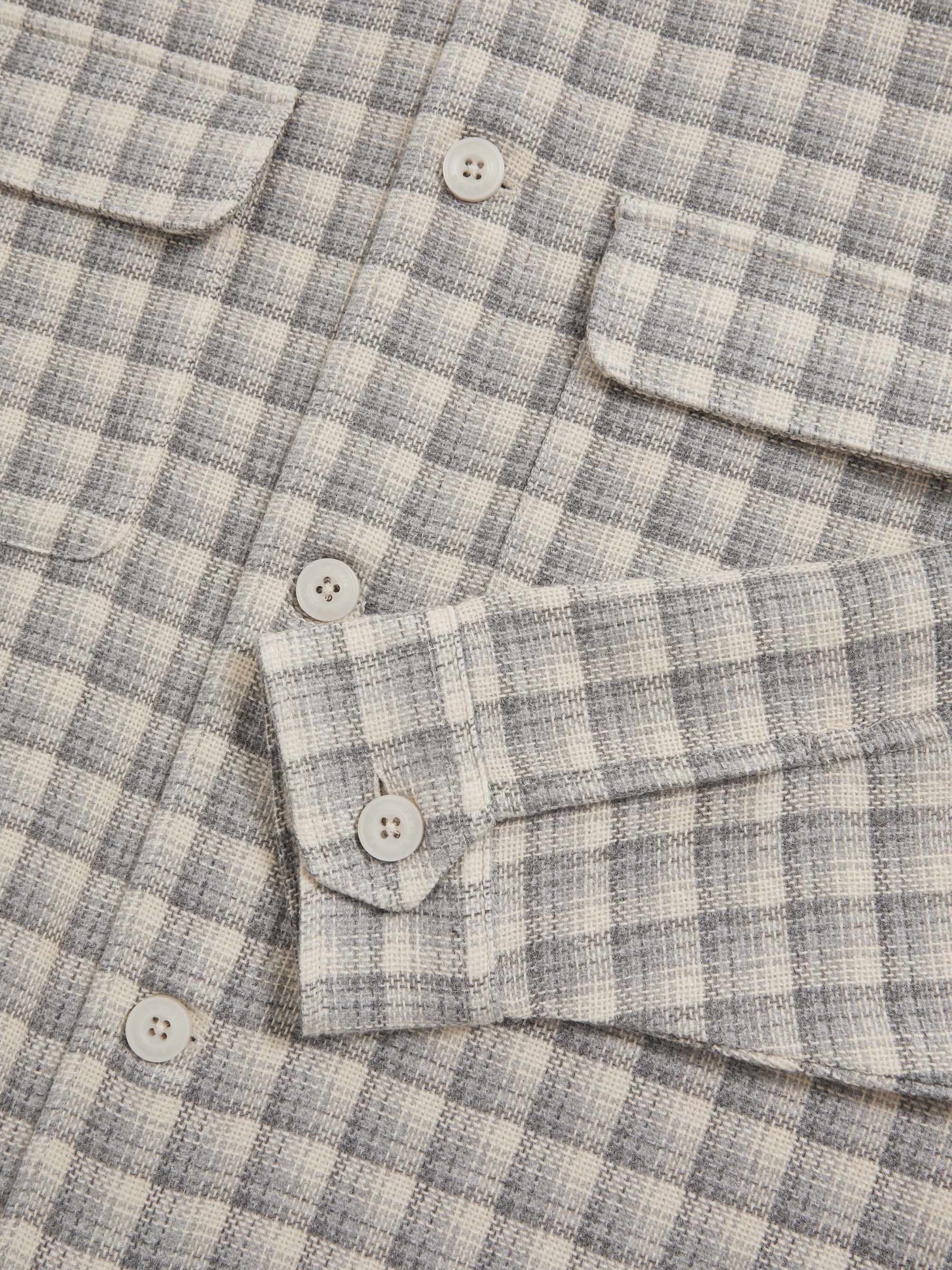 Woven Check Twin Pocket Overshirt in Light Grey - Image 6 of 6