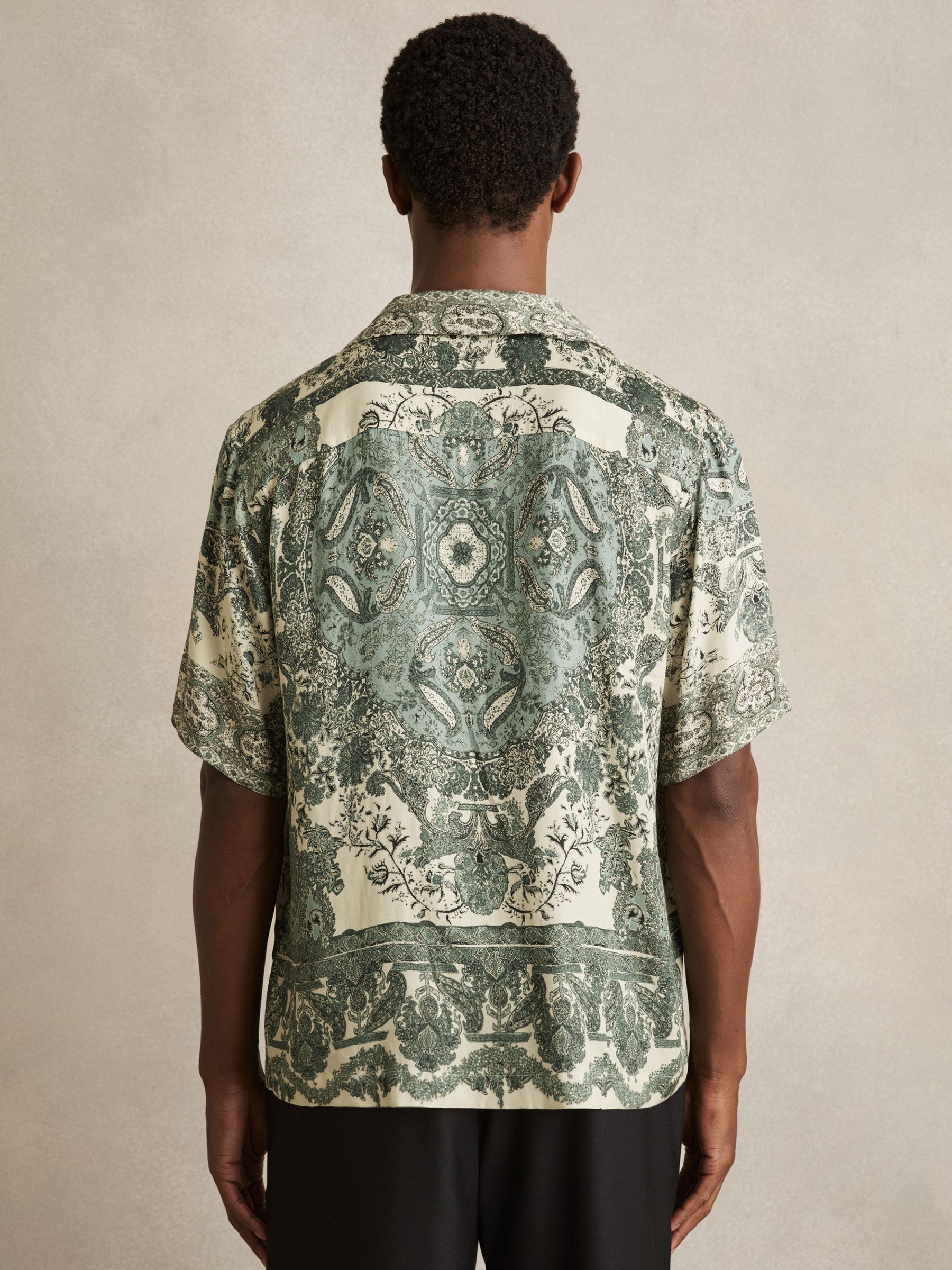 Paisley-Print Cuban-Collar Shirt in Green - Image 4 of 5