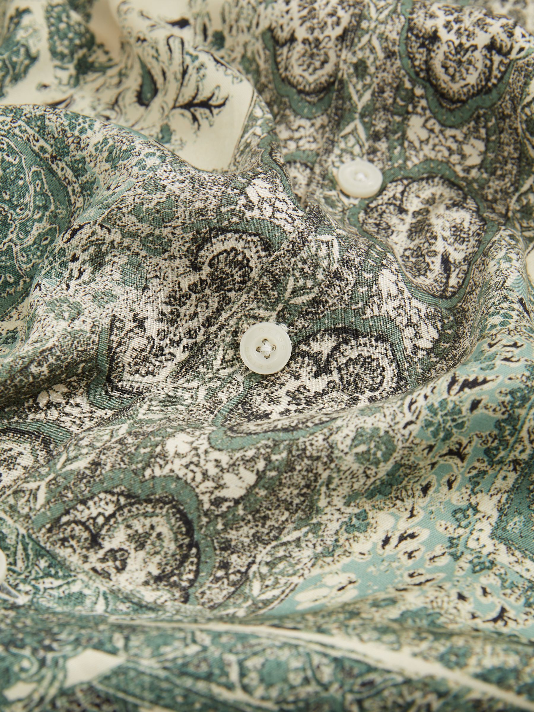 Paisley-Print Cuban-Collar Shirt in Green - image 3