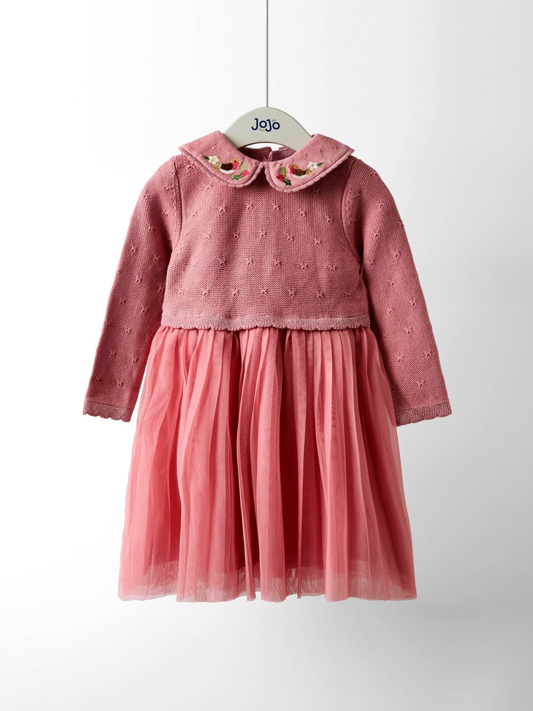 Pink Christmas Knitted Combo Dress | JoJo Maman Bb Pink Christmas Knitted Combo Dress | JoJo Maman Bb