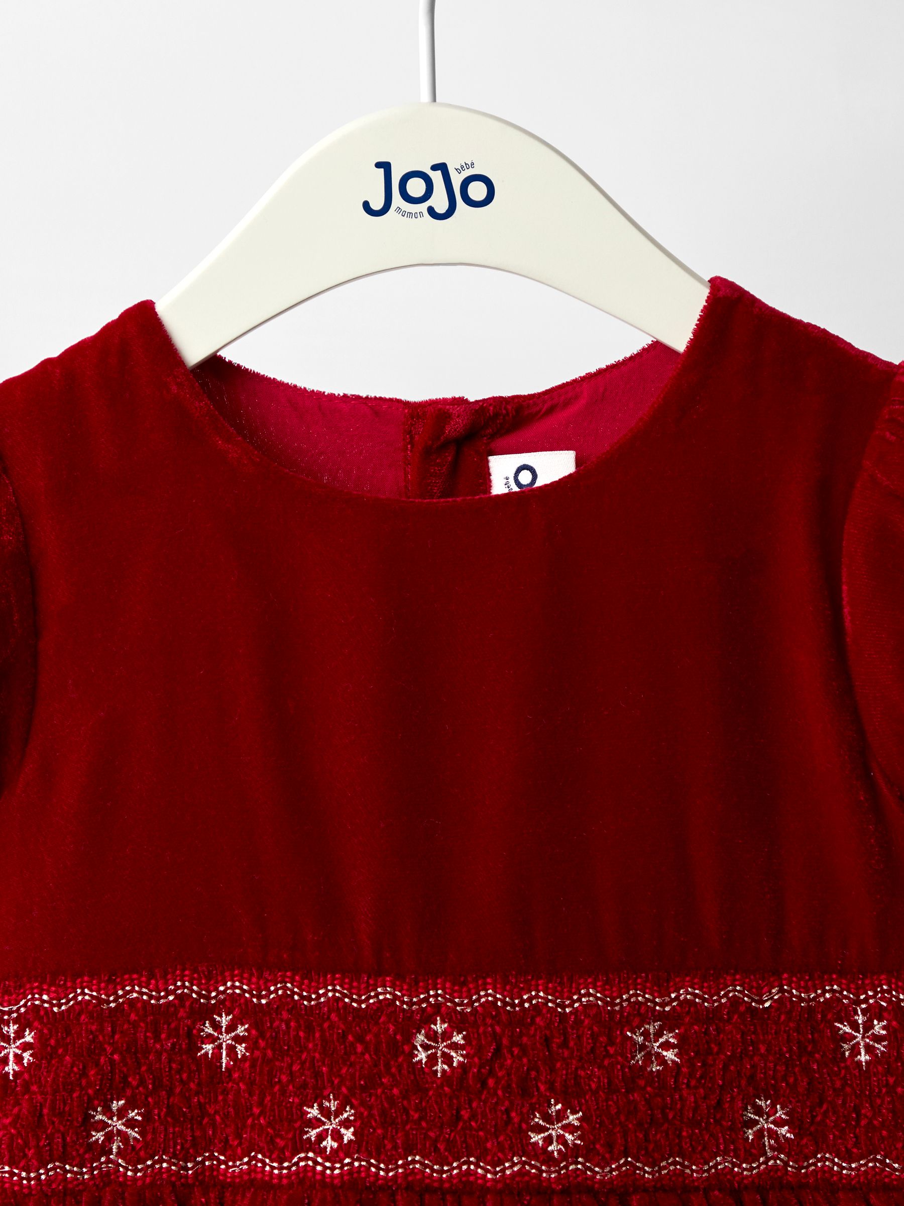 Red Smock Waist Velvet Party Dress - Image 3 of 5