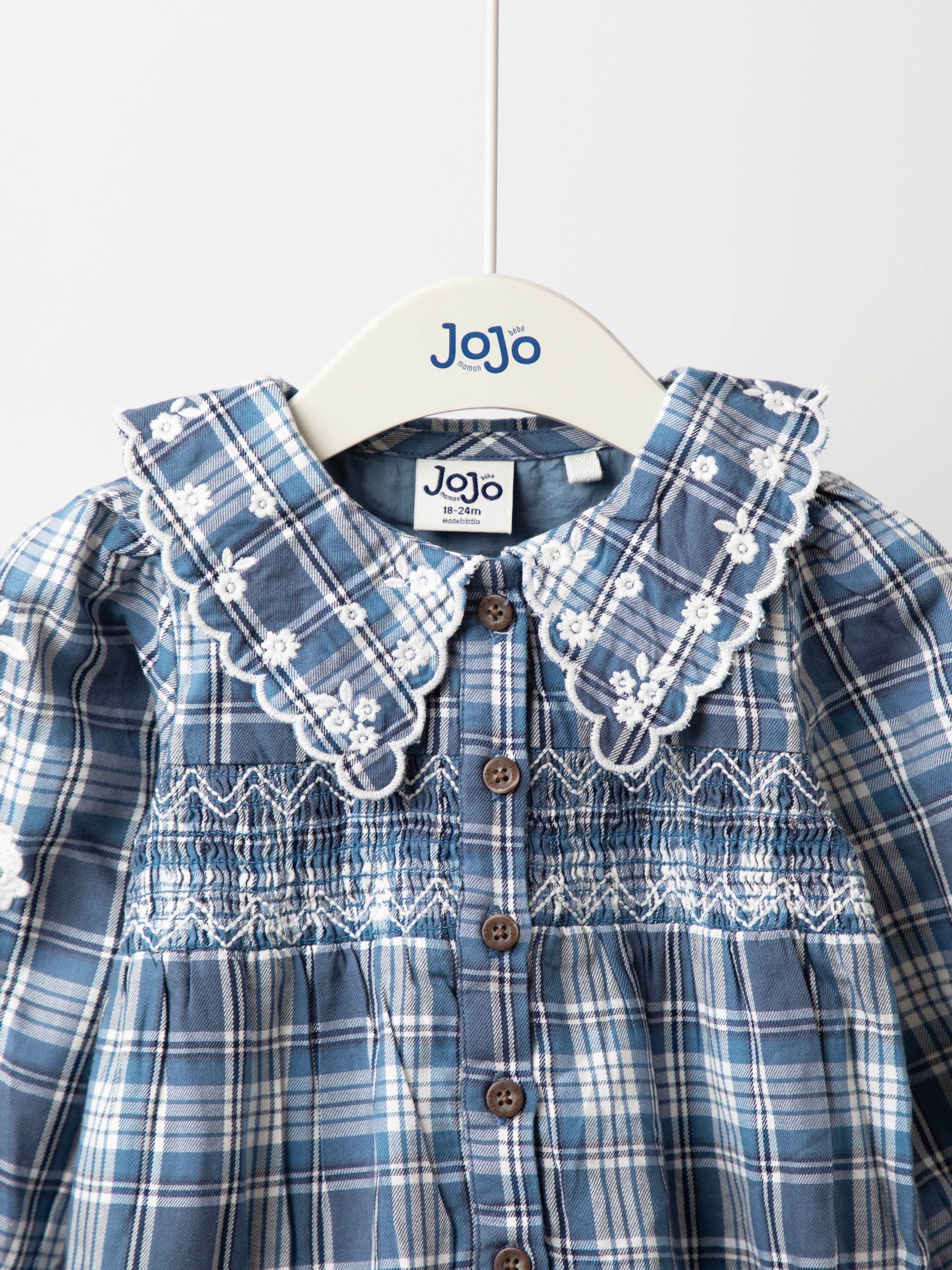 Denim Blue Embroidered Check Dress - Image 2 of 5